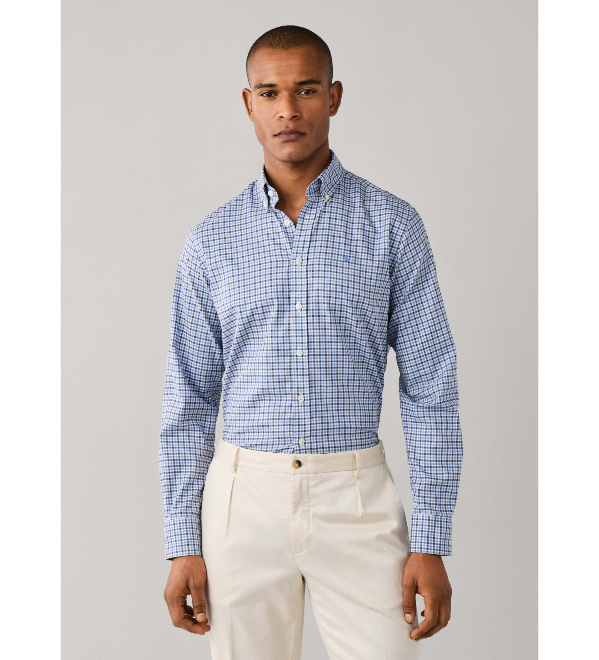 Hackett London für Herren. HM3010752 Blue Three Color Gingham Shirt (XXL), Blau, Lässig, Baumwolle, Klassisch, Langarm