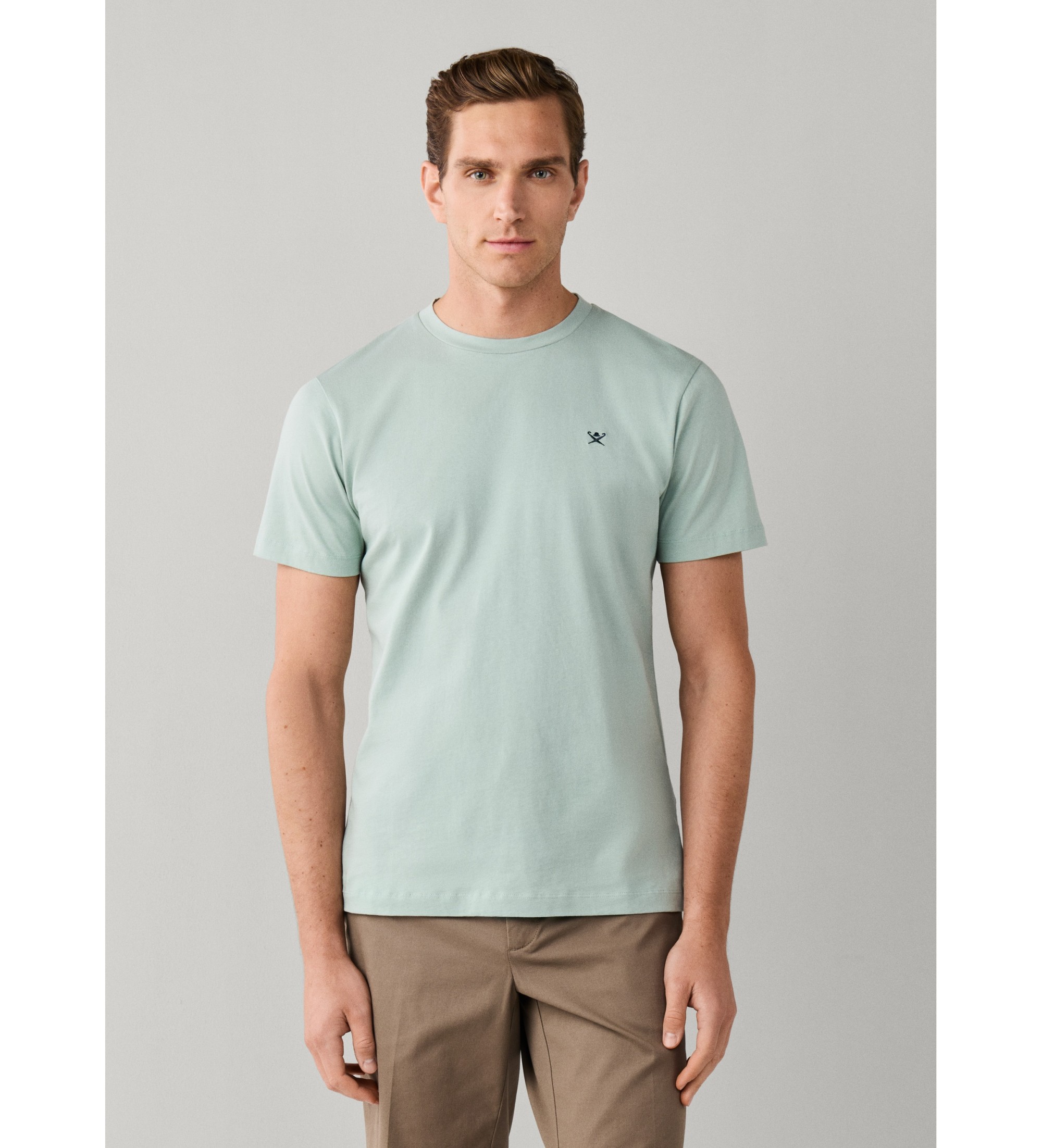 Hackett London für Herren. HM5000128 Logo T-Shirt grün (XL), Lässig, Baumwolle, Kurzarm