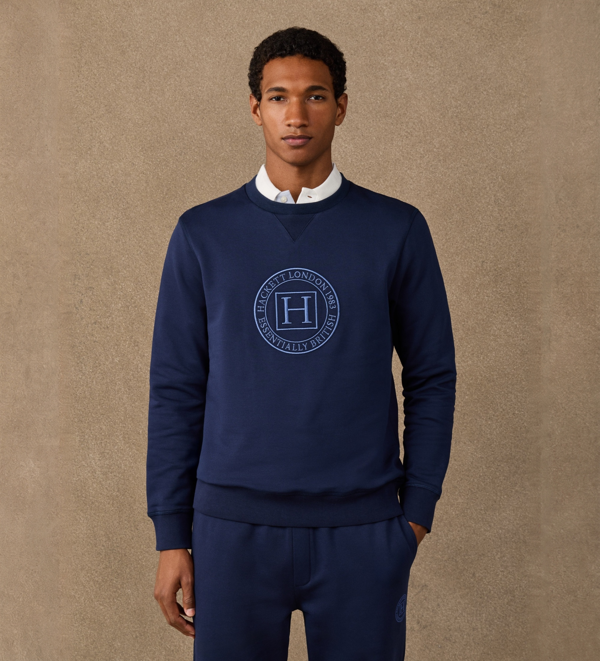 Hackett Londonvoor mannen. HM5800112 H Crew Sweatshirt marineblauw (M), Casual, Katoen