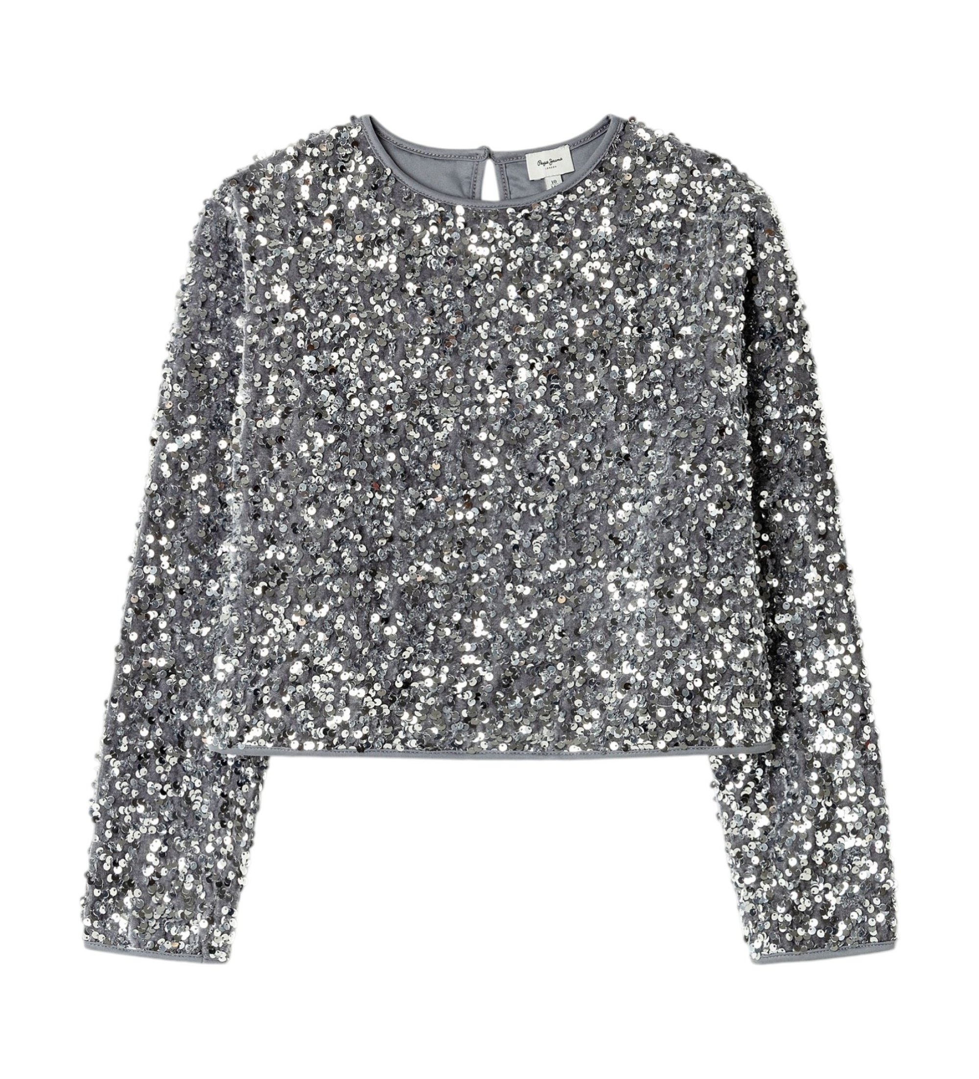 Pepe Jeansvoor meisjes. PG3000040 Pearl zilverkleurige blouse (8Años= 128cm), Feest, Polyester, Lange mouwen, kinderkleding