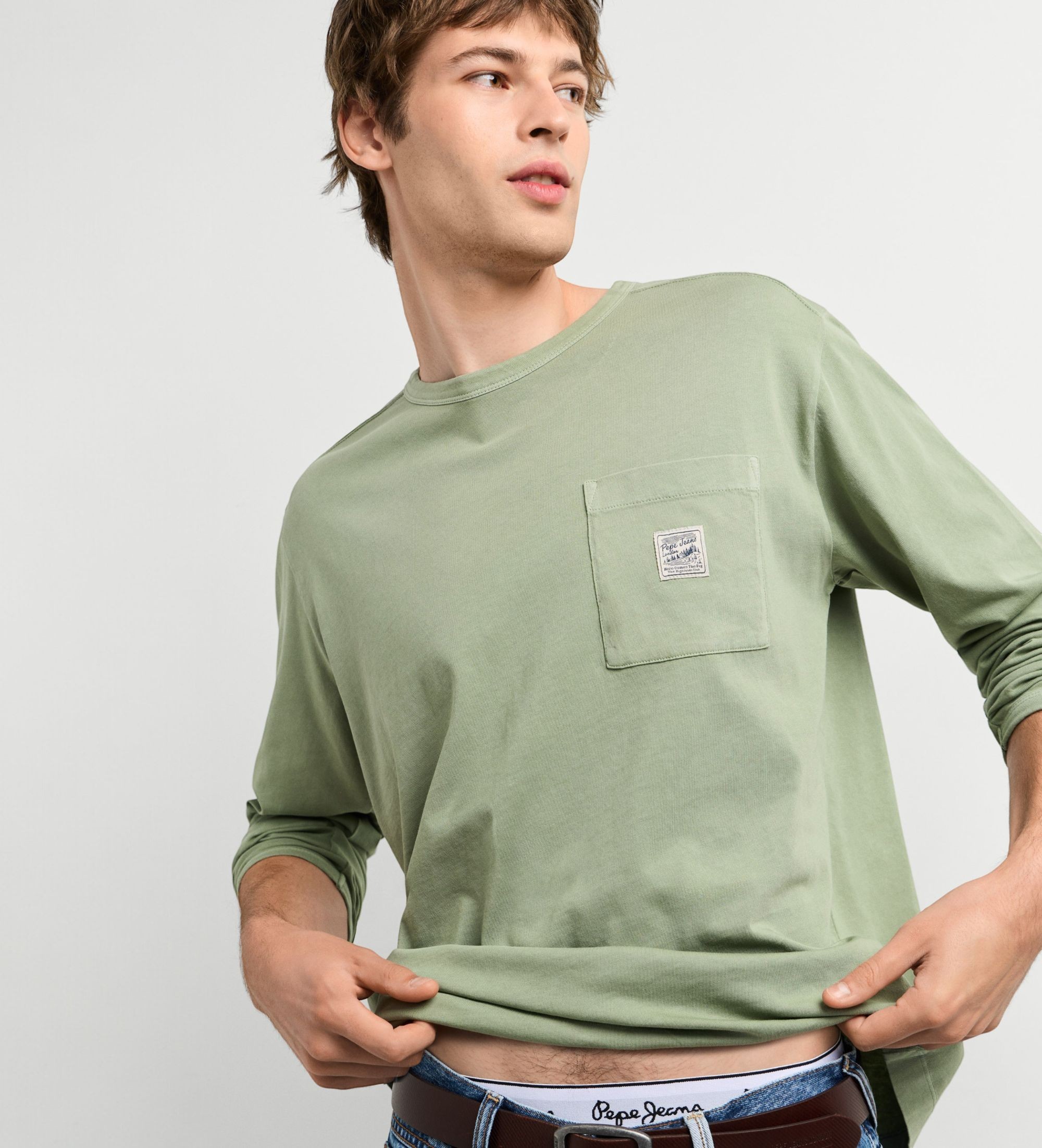 Pepe Jeansvoor mannen. PM5010602 Jude shirt groen (S), Casual, Katoen, Lange mouwen
