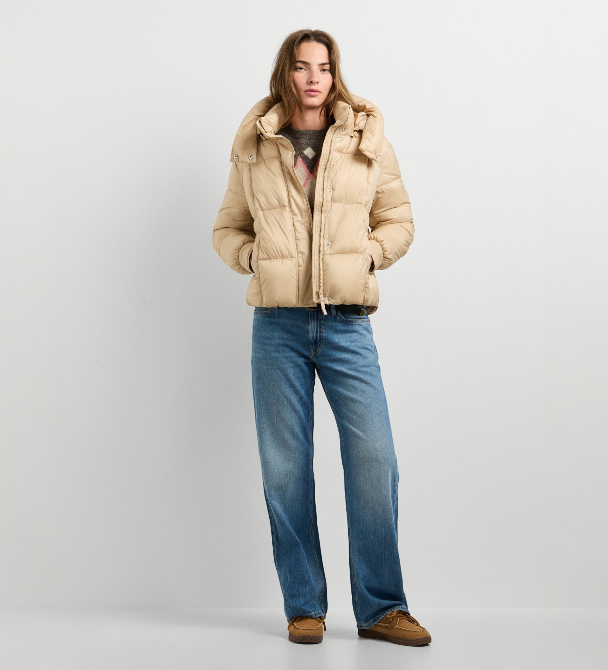 Pepe Jeansvoor vrouwen. PL4024541 Lauren Short jas beige (S), Casual, Polyester