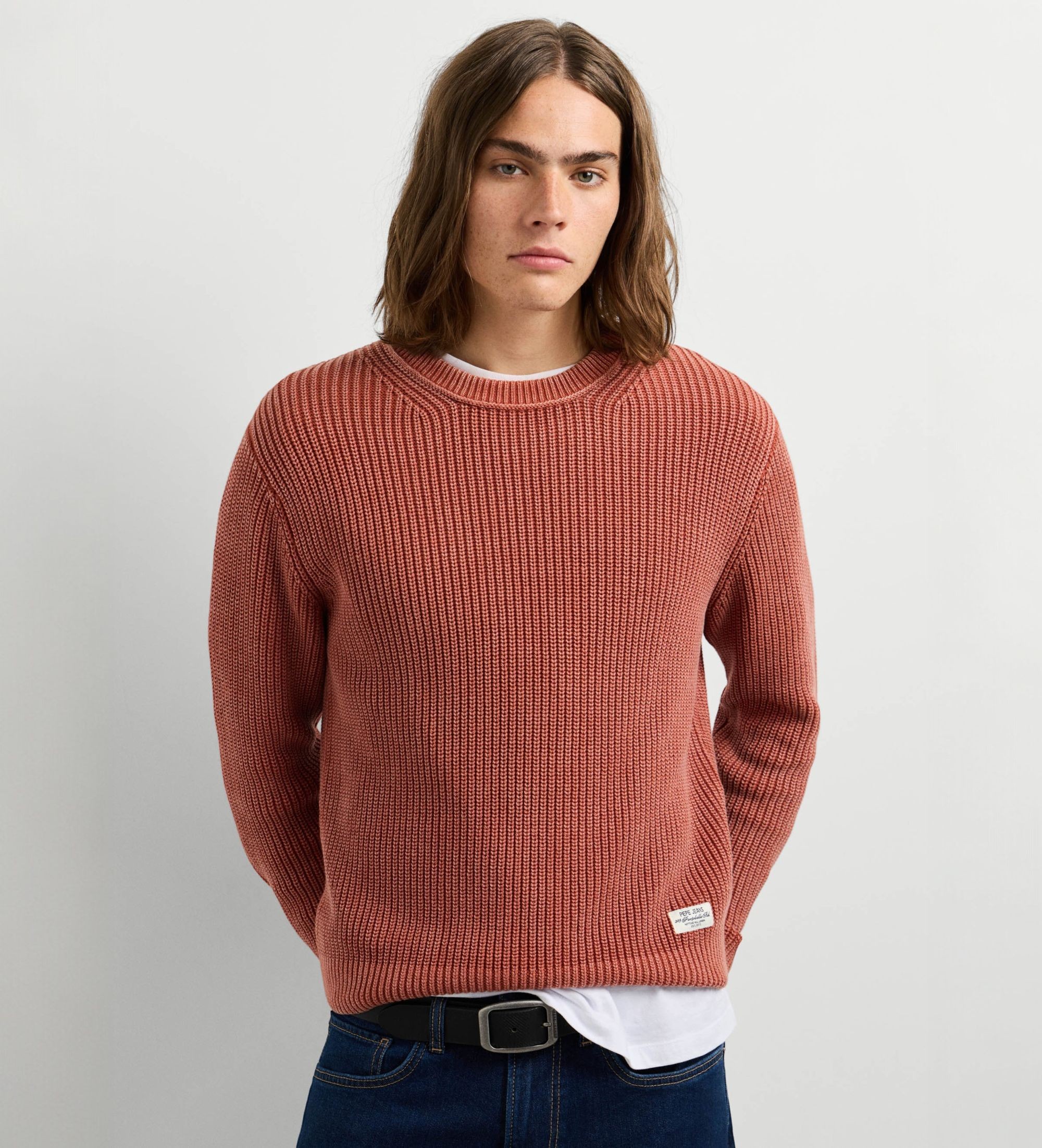 Pepe Jeansvoor mannen. PM7000093 Trui Dorian Crew oranje (M), Casual, Katoen, Lange mouwen
