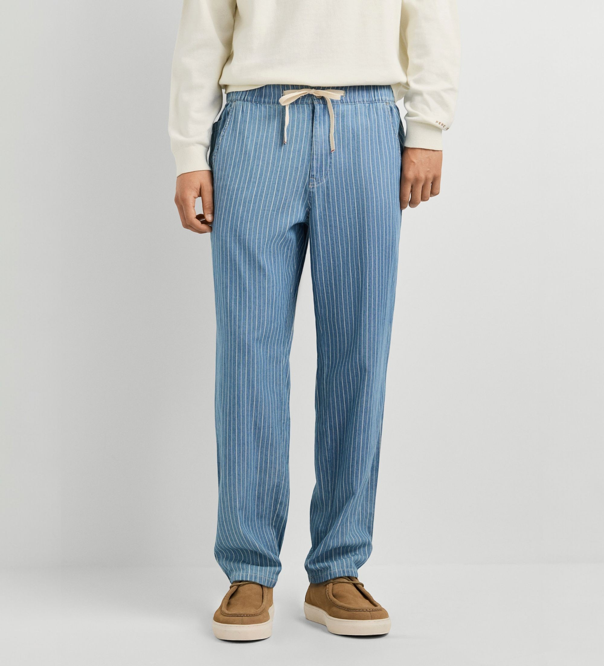 Pepe Jeansvoor mannen. PM2084733 Blauwe Helix Chino Stripe broek (30/32), Casual, Katoen