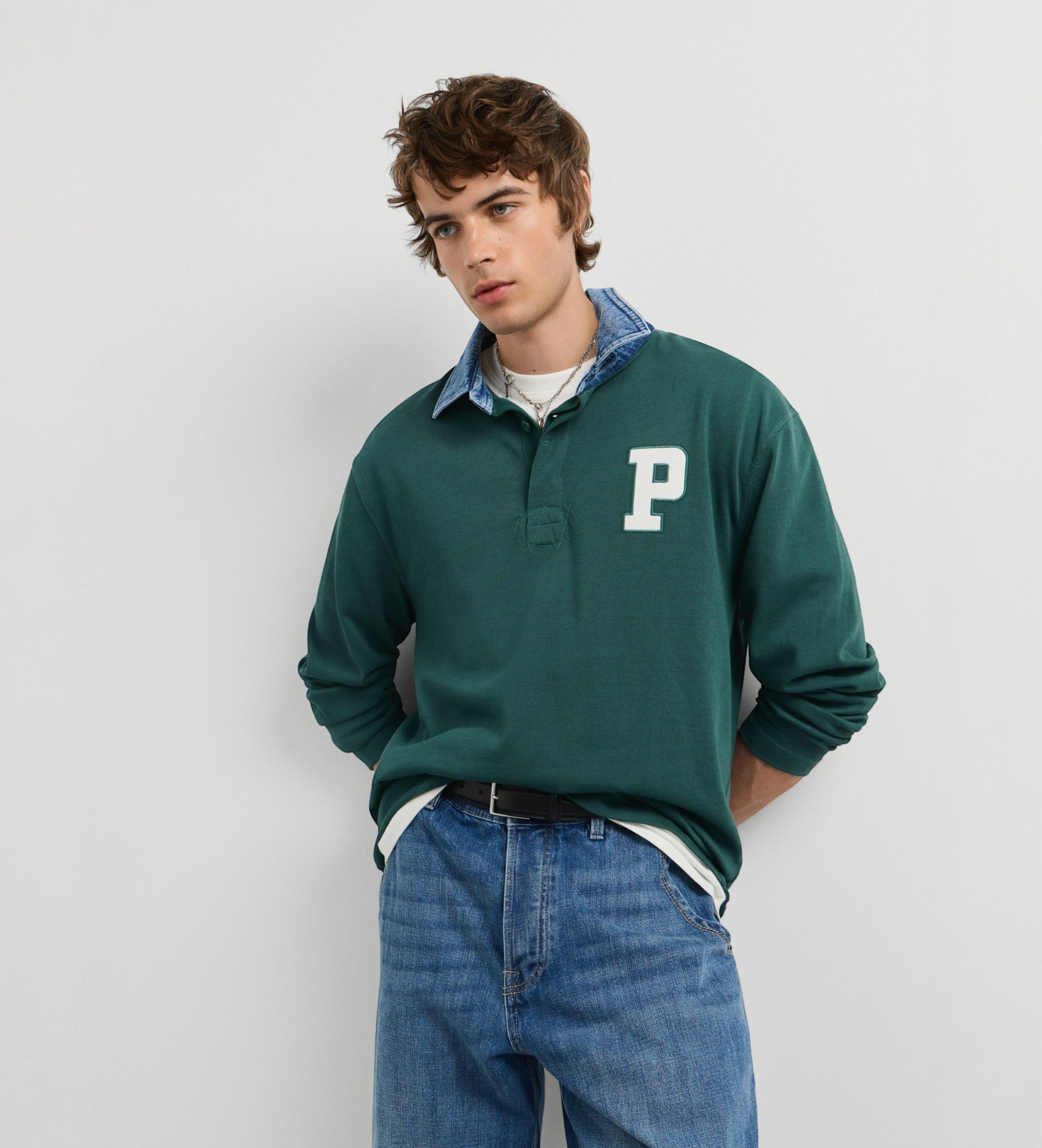 Pepe Jeansvoor mannen. PM5400206 Polo Marley groen (M), Casual, Katoen, Lange mouwen