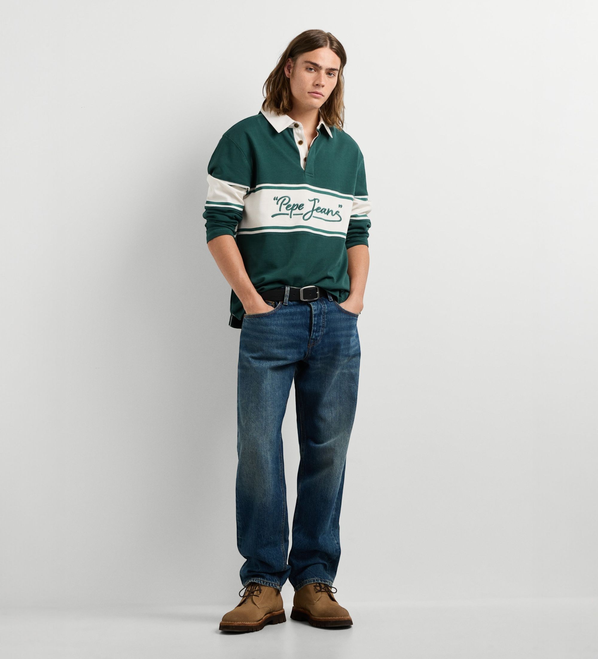 Pepe Jeansvoor mannen. PM5400208 Polo Mateo groen (XS), Casual, Katoen, Lange mouwen