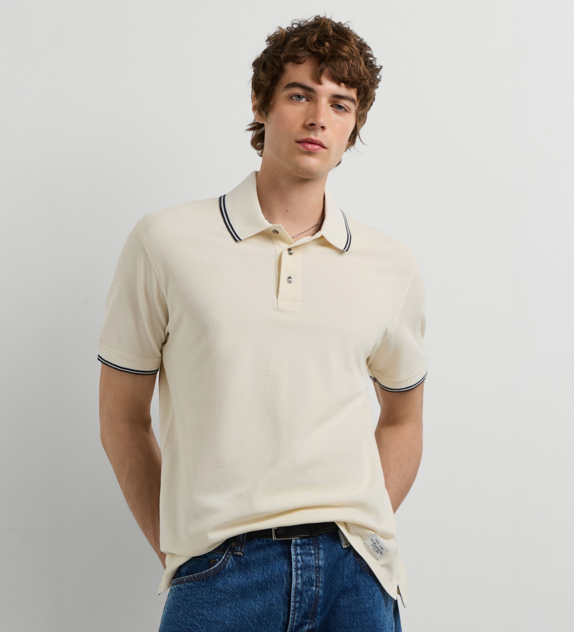 Pepe Jeansvoor mannen. PM5400201 Polo Muller gebroken wit (S), Casual, Katoen, Korte mouwen