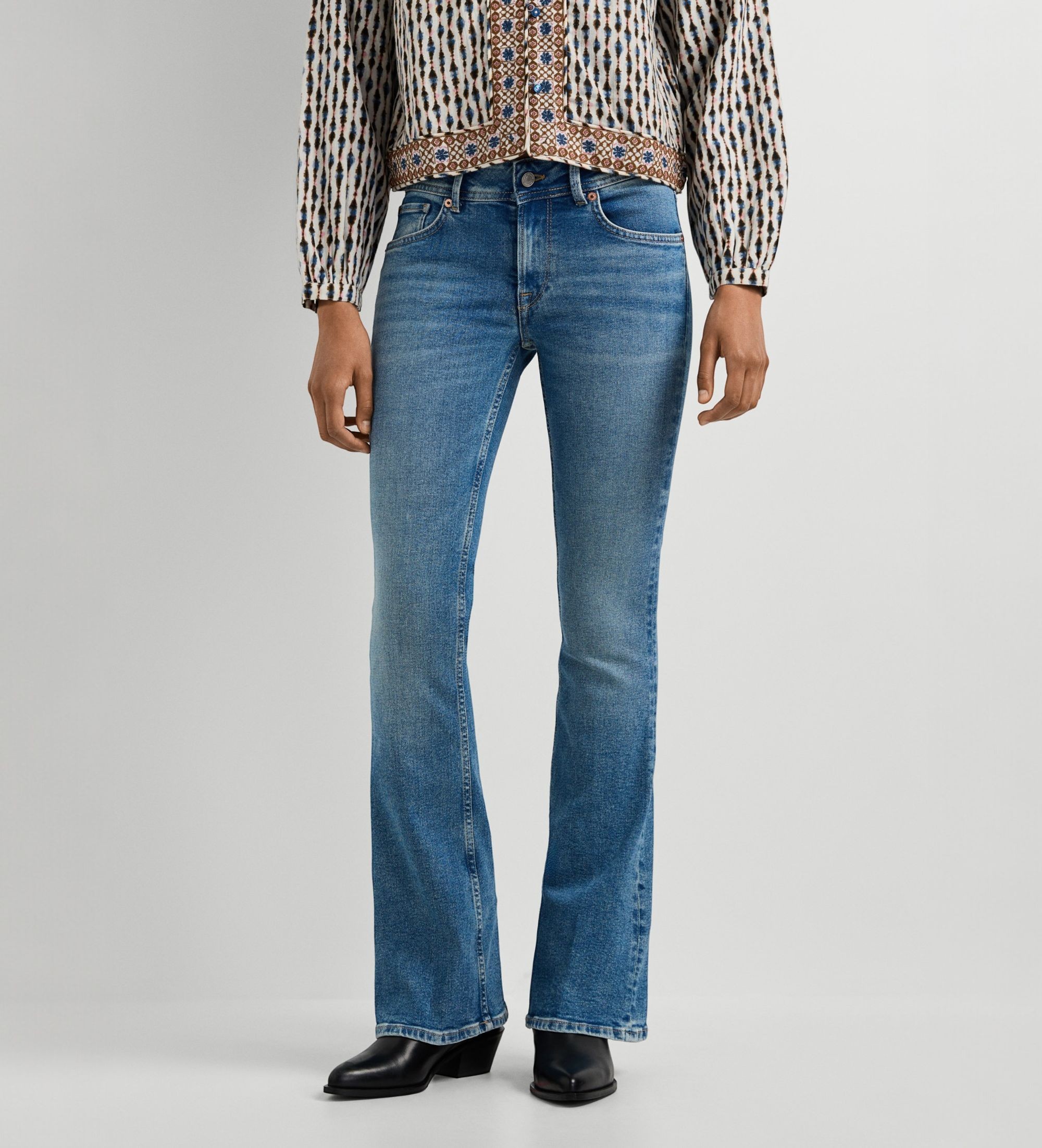 Pepe Jeansvoor vrouwen. PL20473663VD Pimlico blauwe flare jeans (26/30), Casual, Katoen, Denim