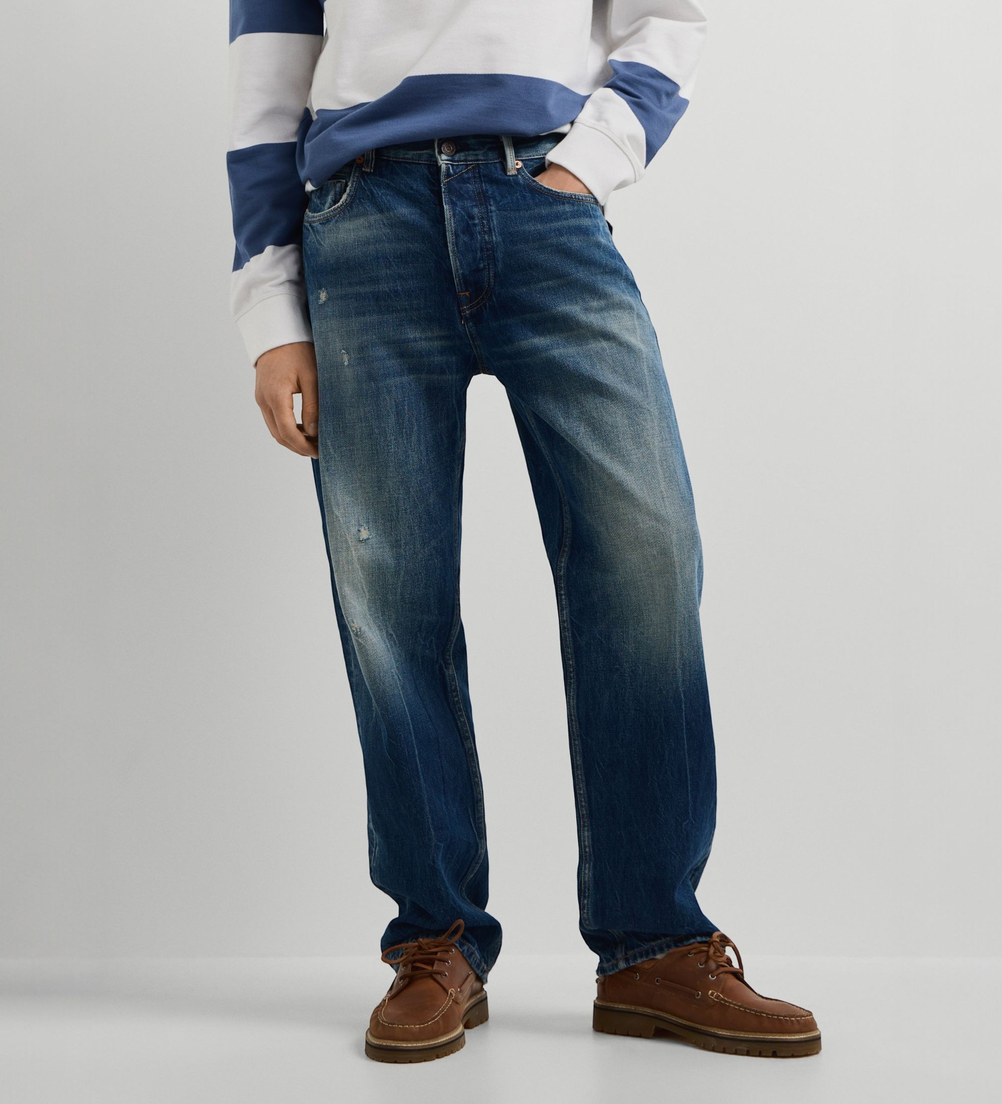 Pepe Jeansvoor mannen. PM2084984 Spijkerbroek Relaxed Straight Bexley Visual Mid blauw (30/32), Casual, Katoen, Denim