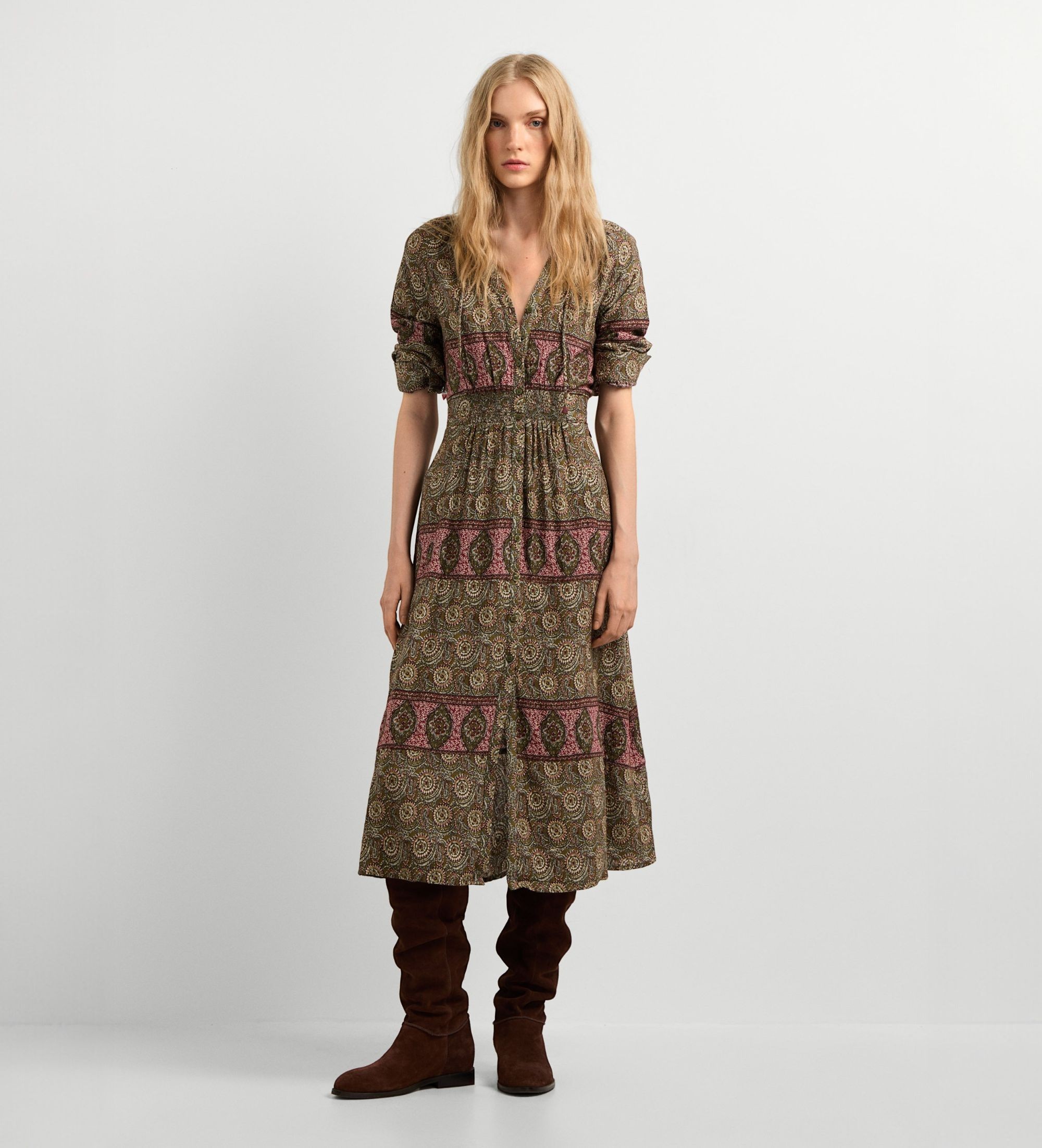 Pepe Jeansvoor vrouwen. PL9537895 Himawari jurk groen (S), Casual, Katoen, Lange mouwen