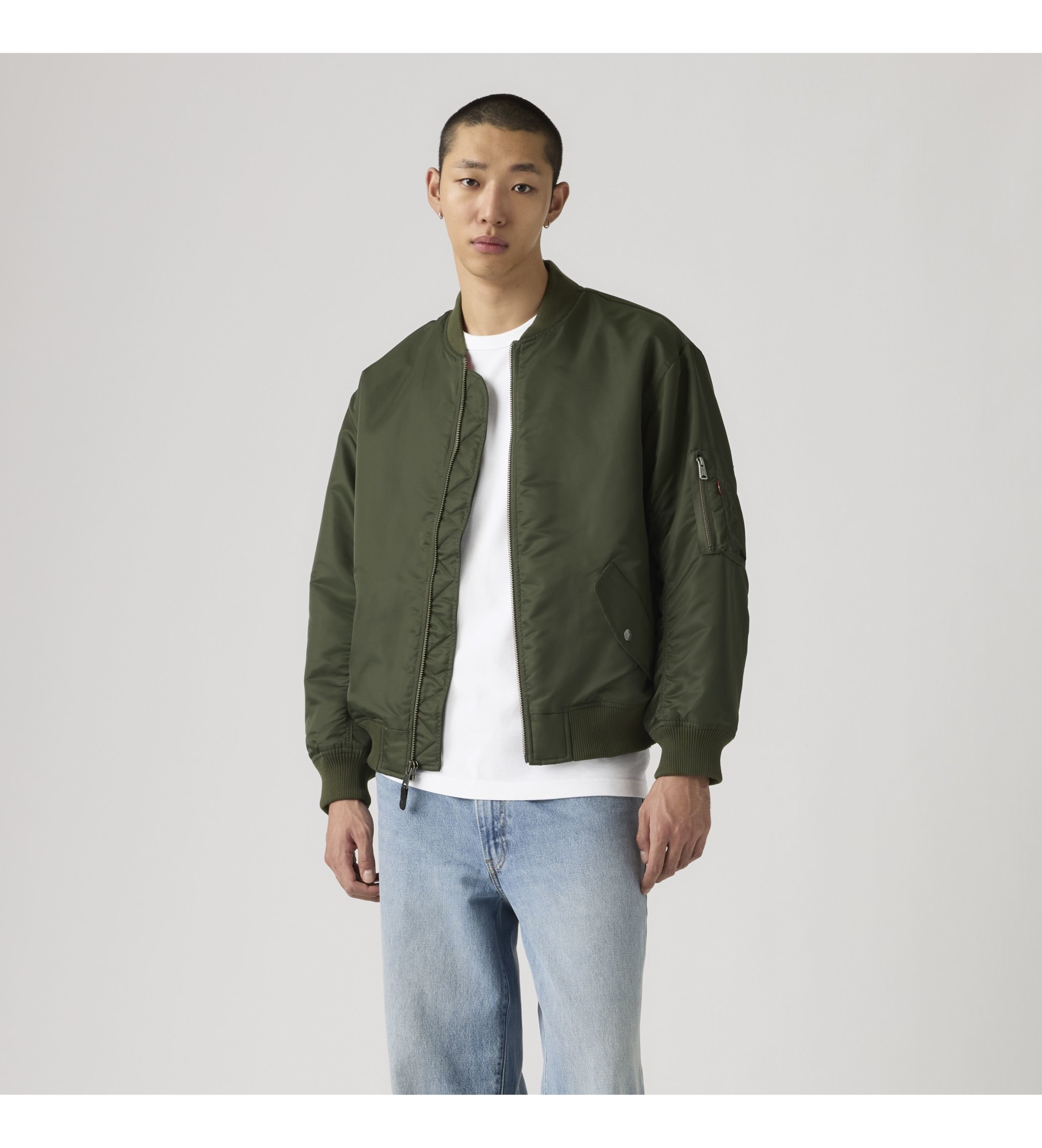 Levi's für Herren. 005AL-0001 Grüne MA1 Bomberjacke (L), Lässig, Polyamid
