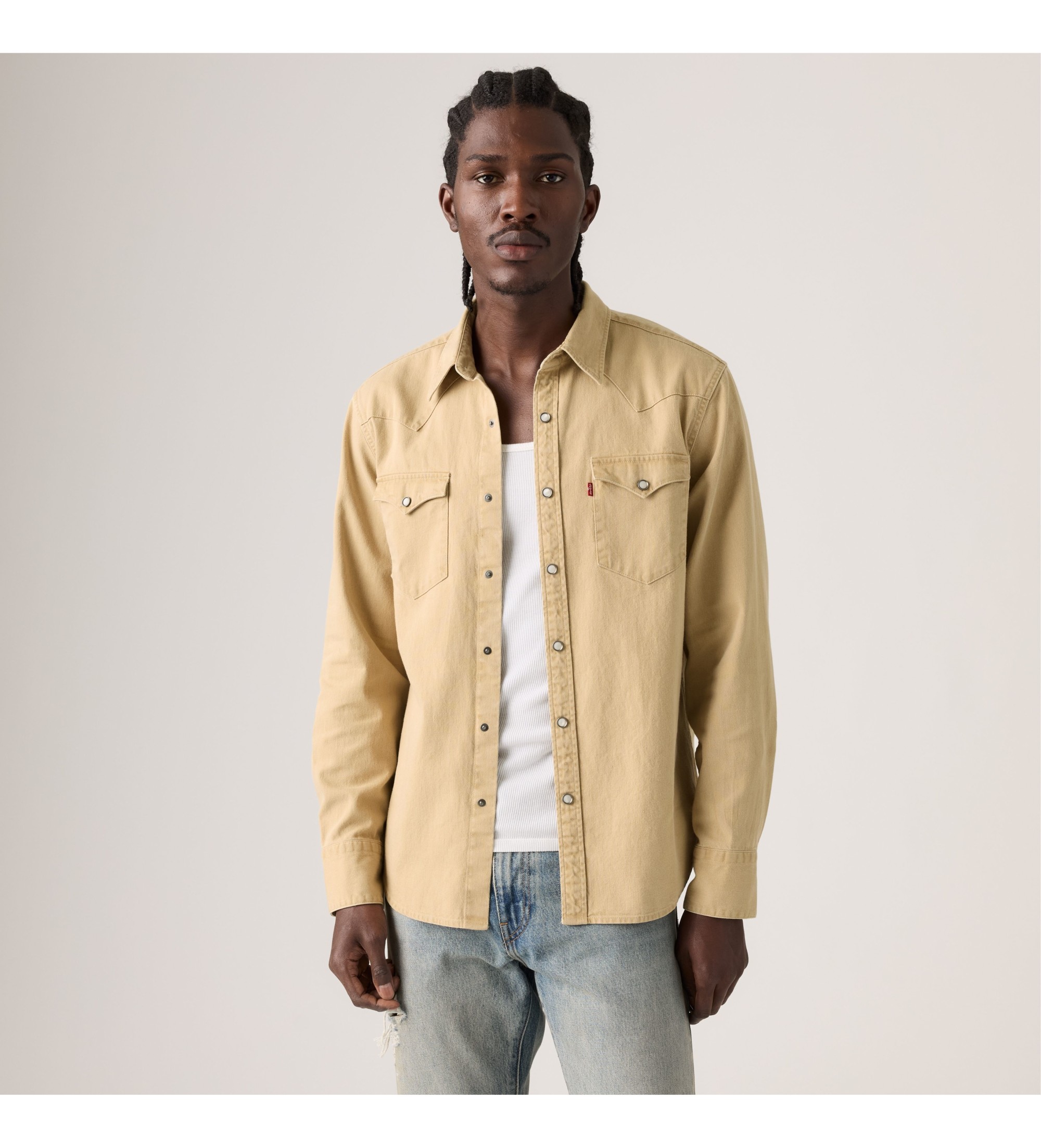 Levi's für Herren. 85744-0128 Barstow Western Hemd beige (M), Lässig, Baumwolle, Langarm