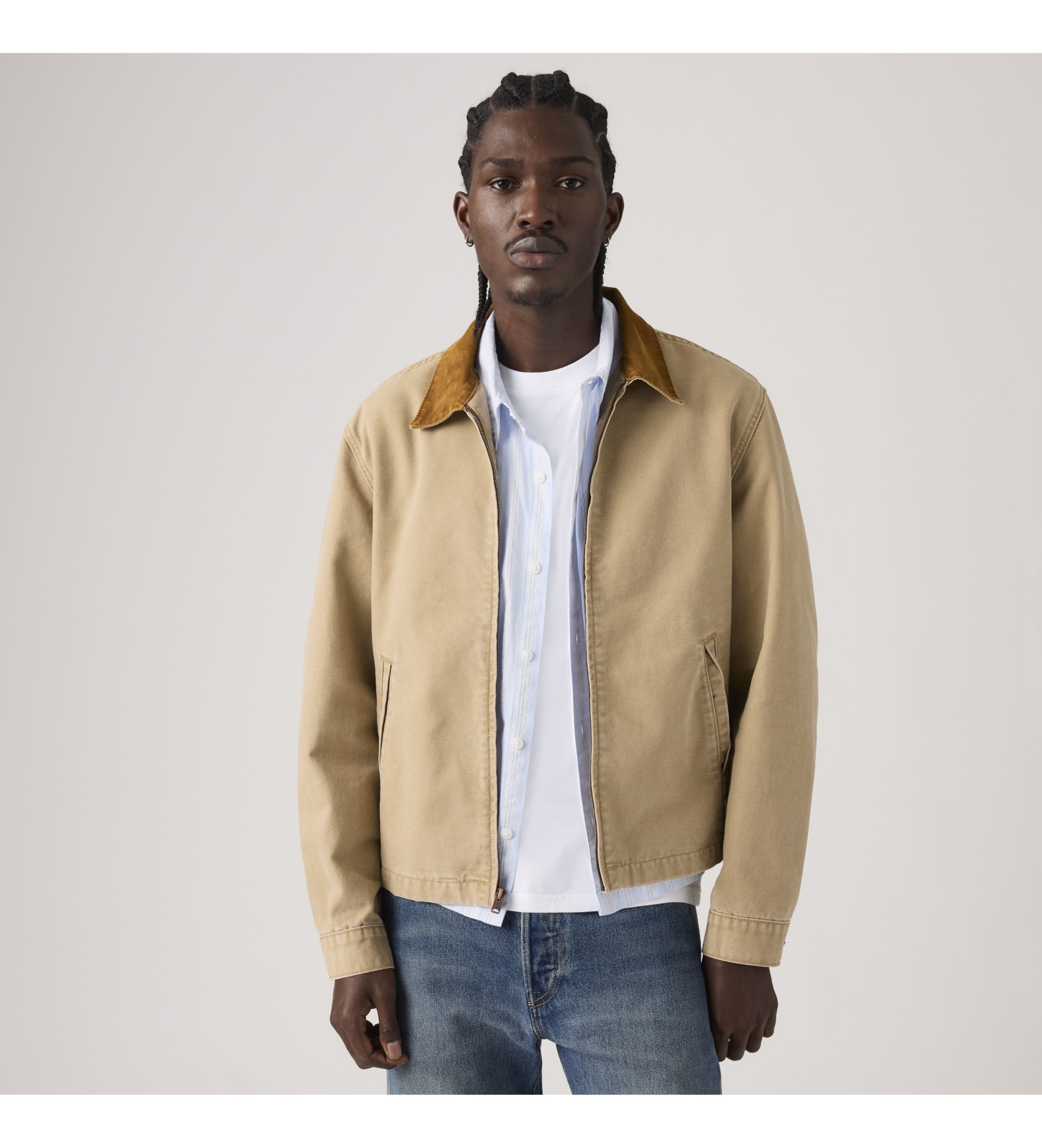 Levi's für Herren. 005AF-0004 Braune Castro-Jacke mit durchgehendem Reißverschluss (M), Lässig, Baumwolle