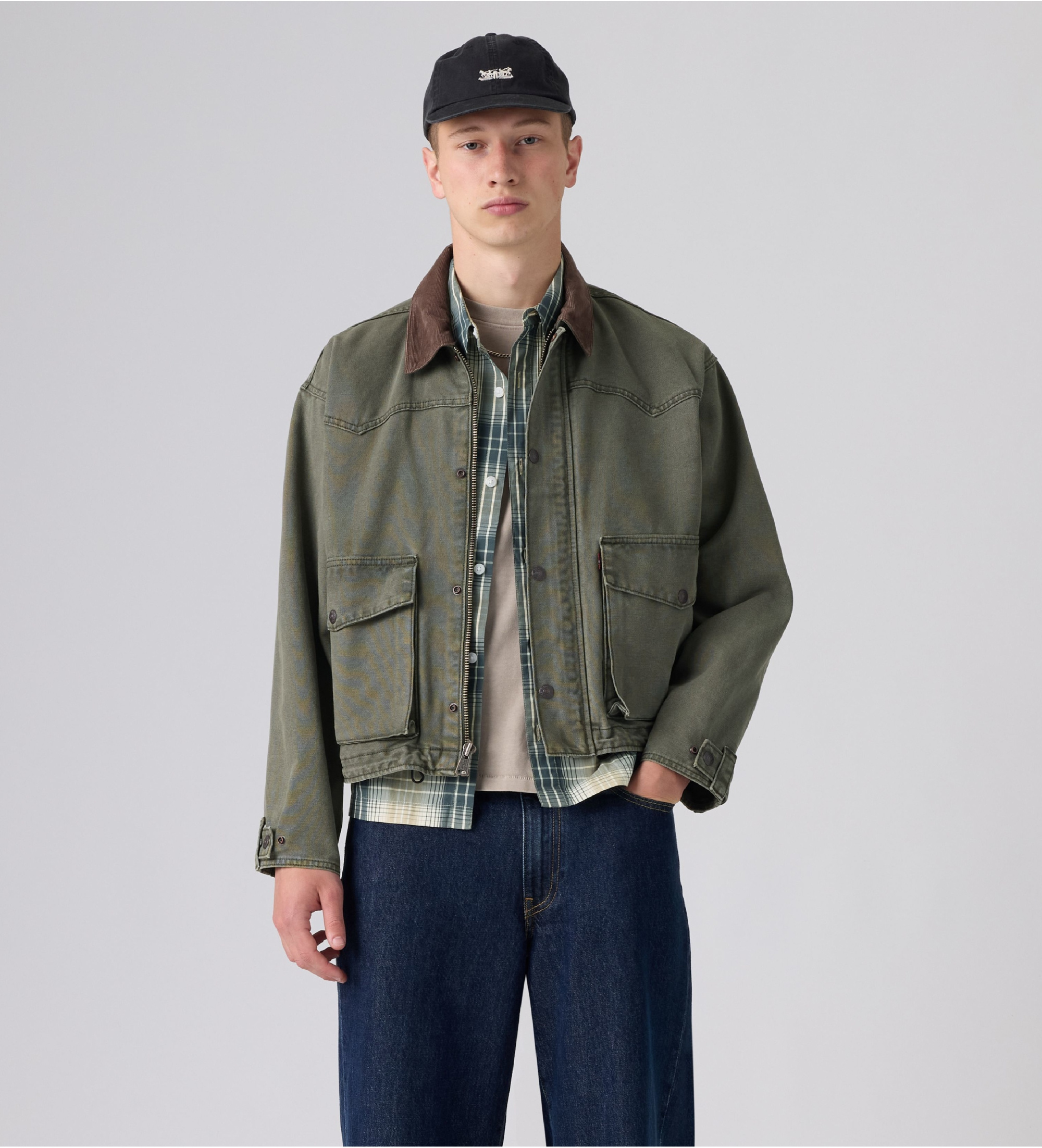 Levi's für Herren. 007SO-0001 Grüne Hilltop-Jacke (L), Lässig, Baumwolle