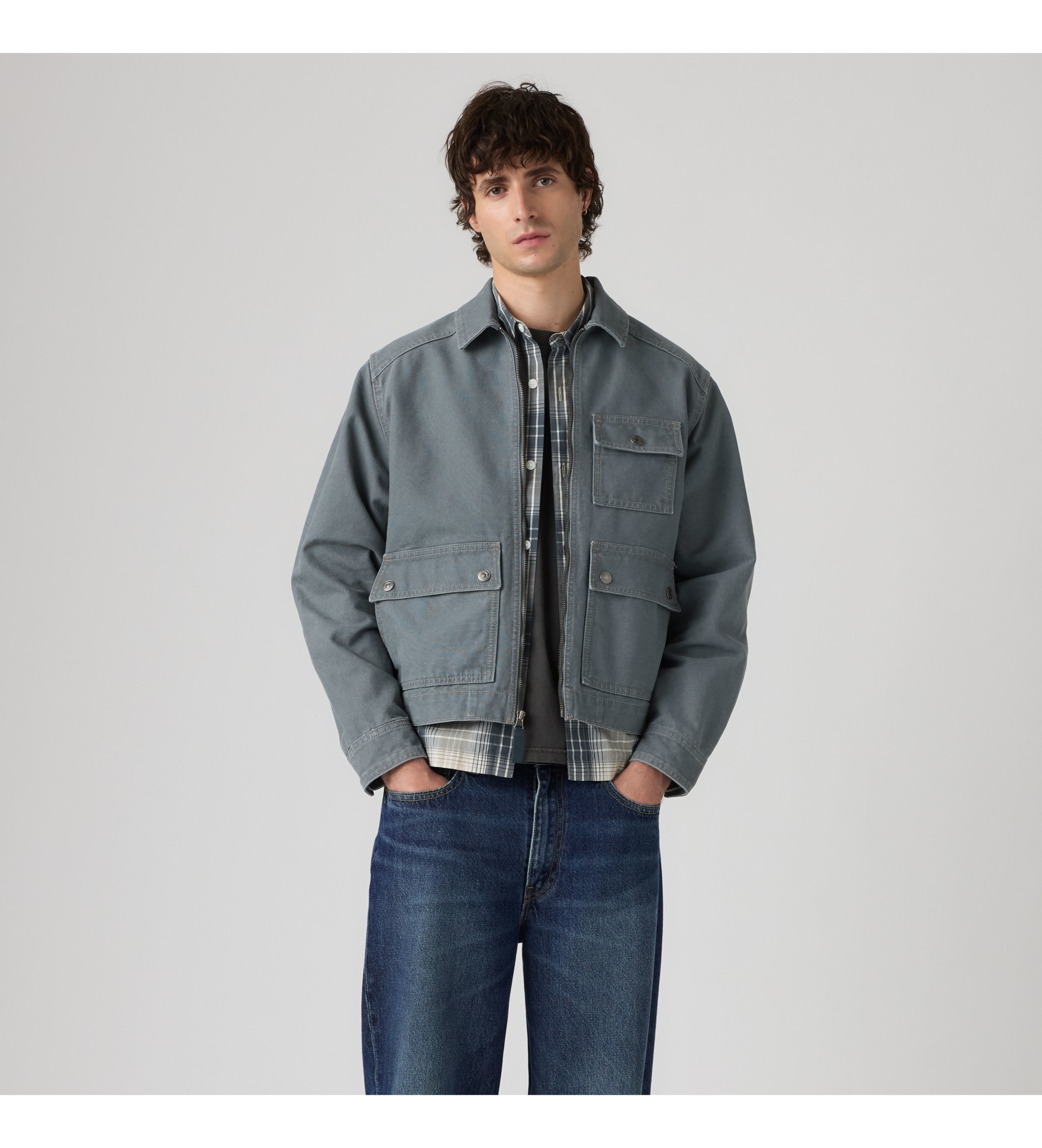 Levi's für Herren. 007RZ-0001 Blaue Newell Utility-Jacke (M), Lässig, Baumwolle