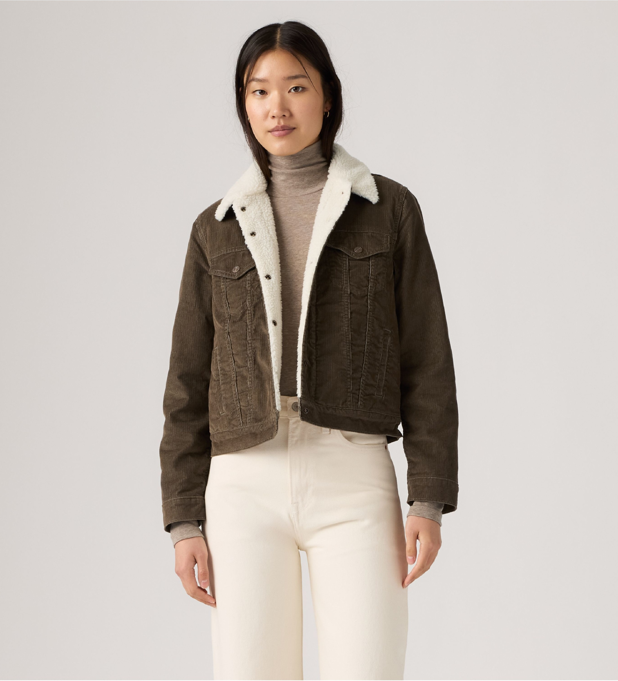Levi's für Damen. 36136-0148 Original Sherpa Trucker Jacke braun (L), Lässig, Baumwolle