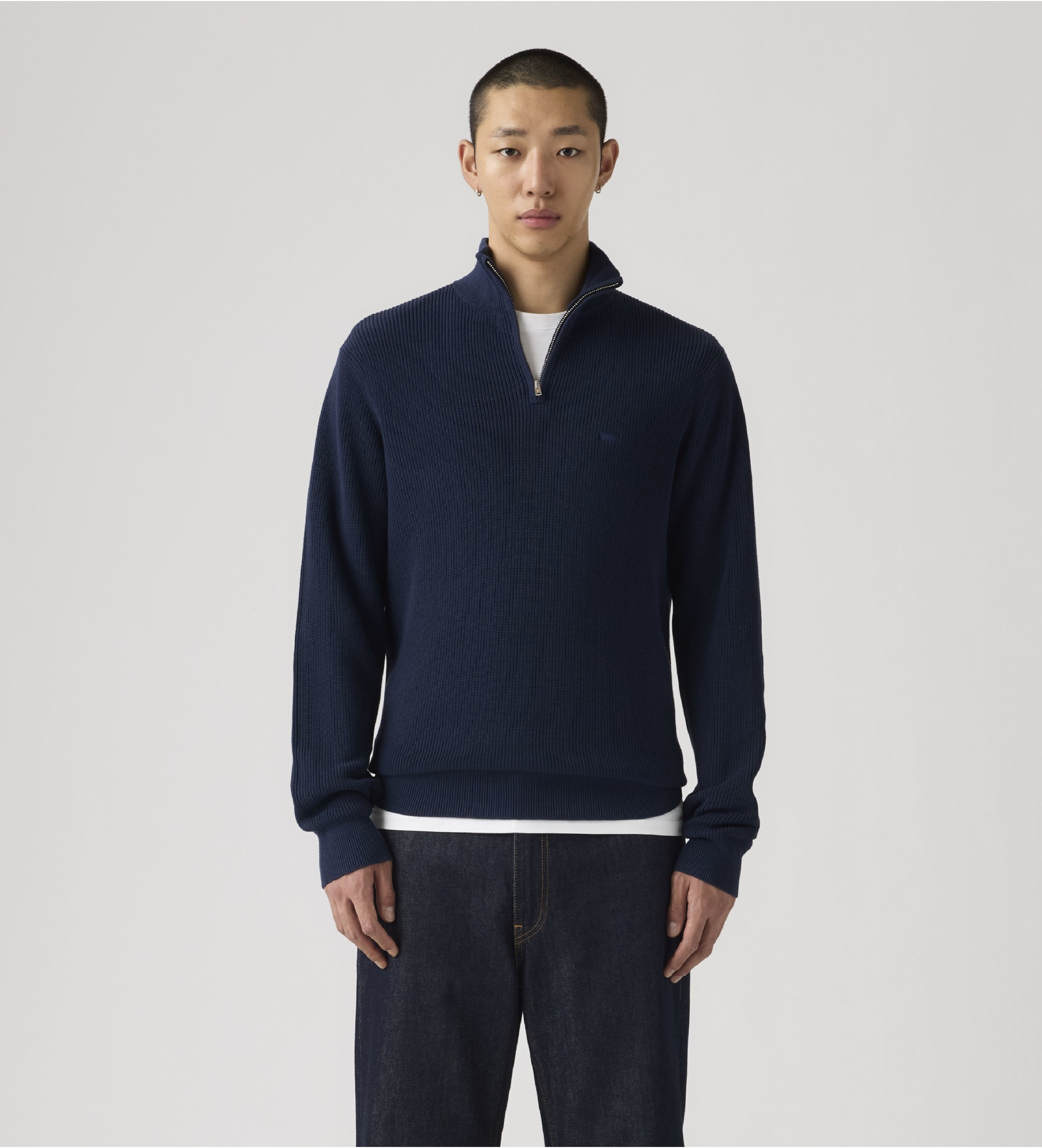 Levi's für Herren. 0058U-0000 Jersey HM Quarter Zip Marineblau (S), Lässig, Baumwolle, Langarm