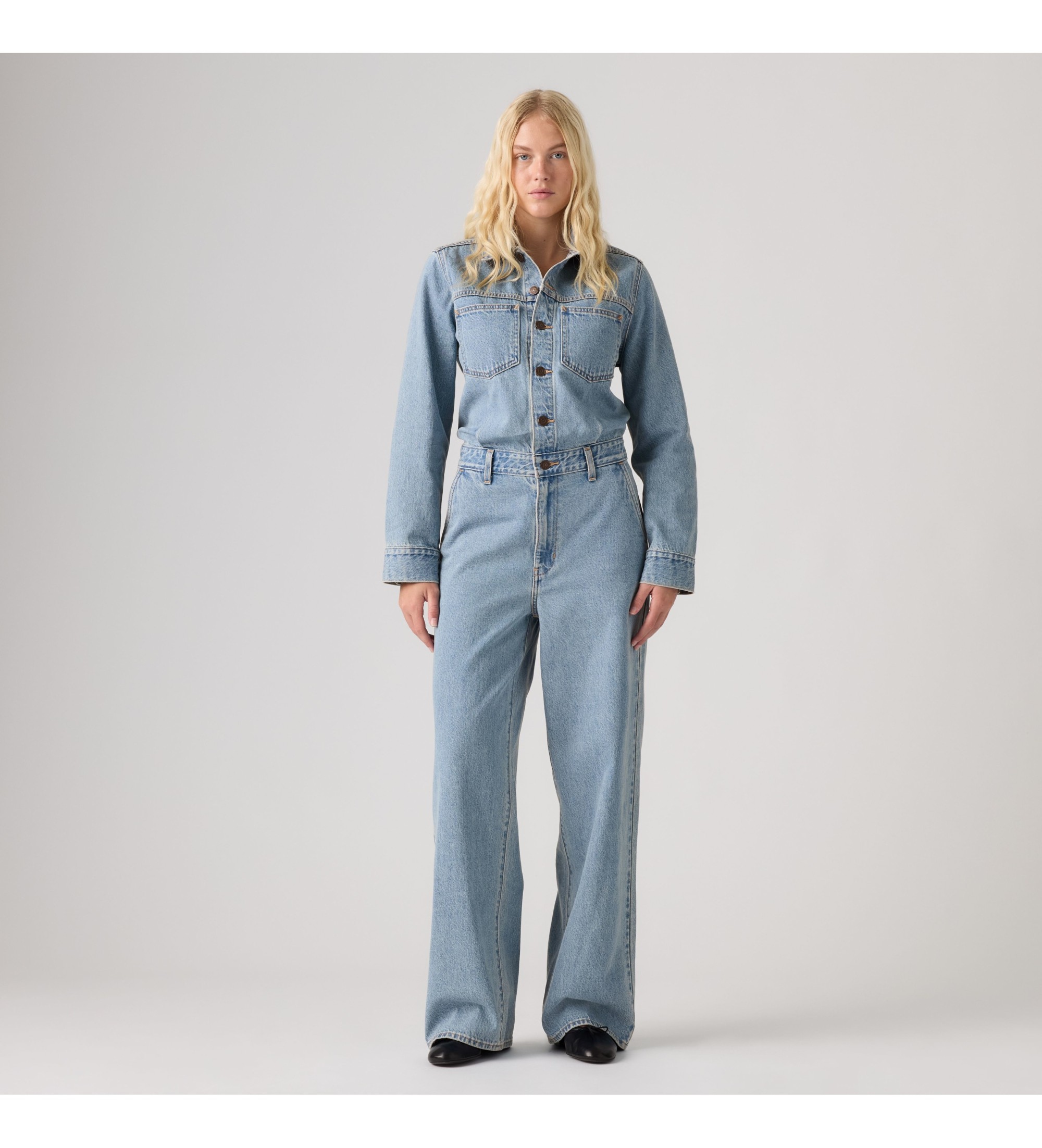 Levi's für Damen. 0088J-0001 Blauer Einteiler (M), Lässig, Baumwolle, Denim, Langarm