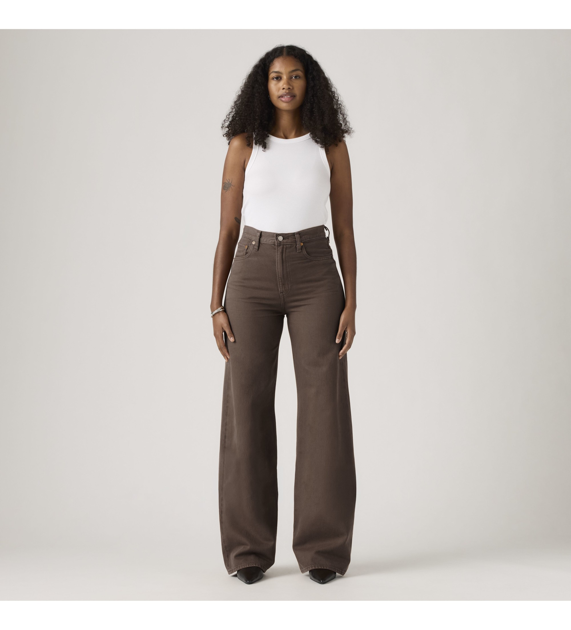 Levi's für Damen. A6081-0083 Jeans Ribcage Wide Leg braun (28/32), Lässig, Leinen