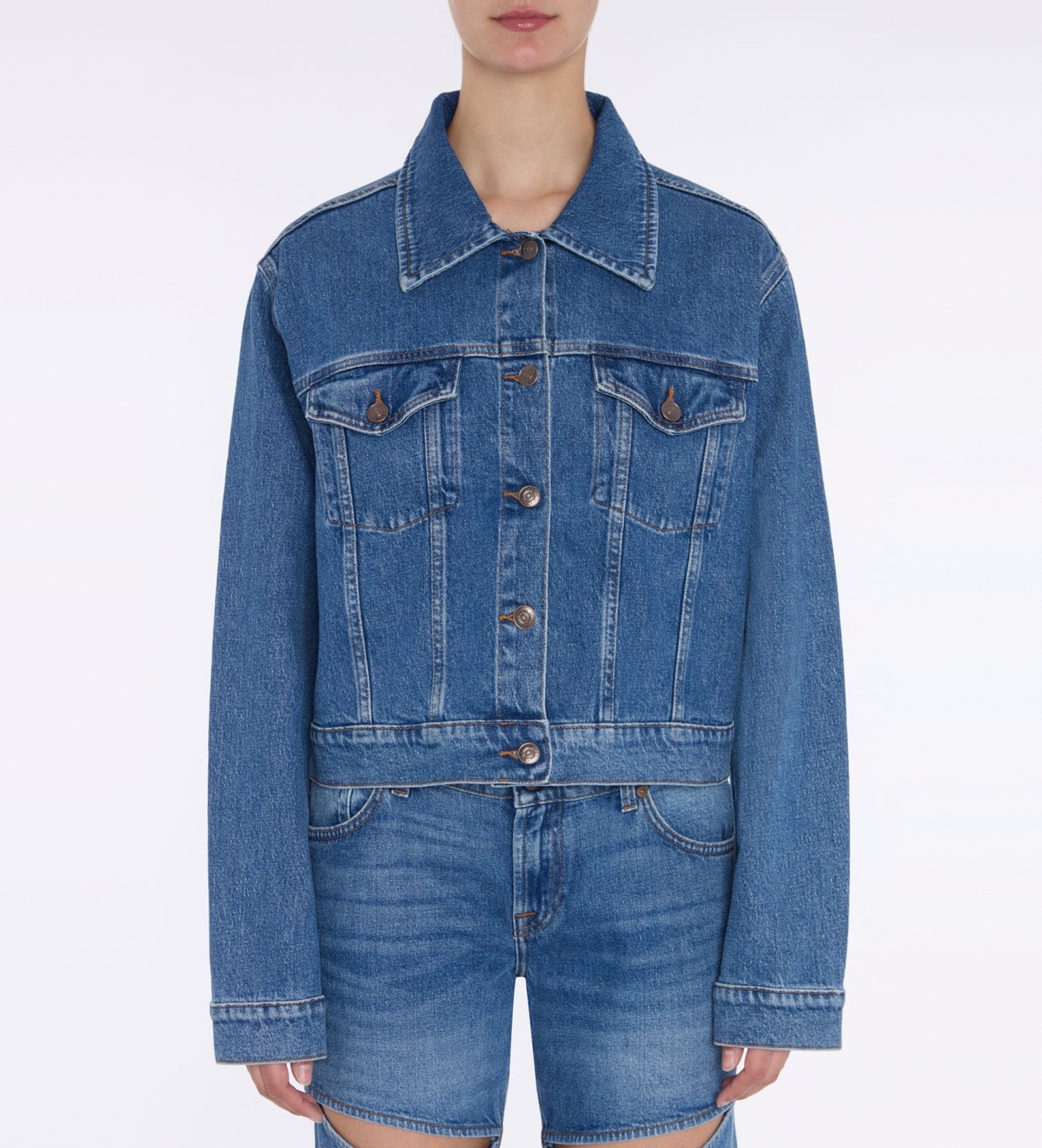 7 For All Mankind für Damen. 7U954C10WED Nellie Jacke blau (M), Lässig, Baumwolle