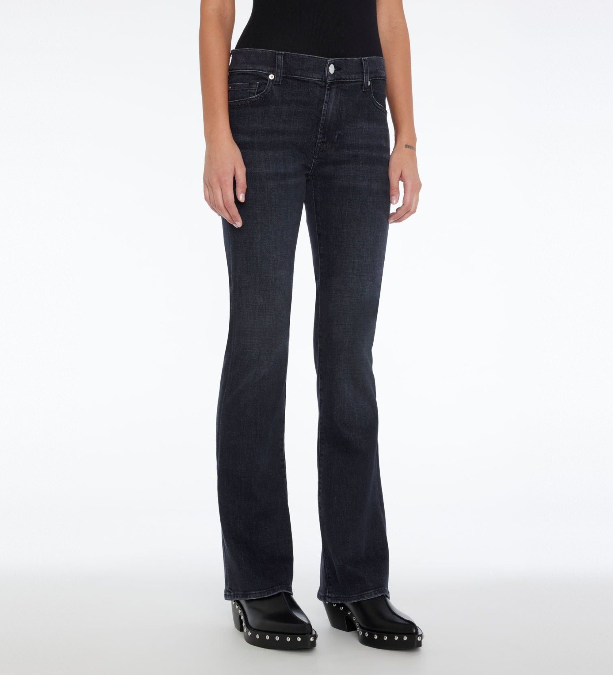 7 For All Mankind für Damen. JSWBC340SP Bootcut-Jeans mit halbhohem Bund schwarz (24), Lässig