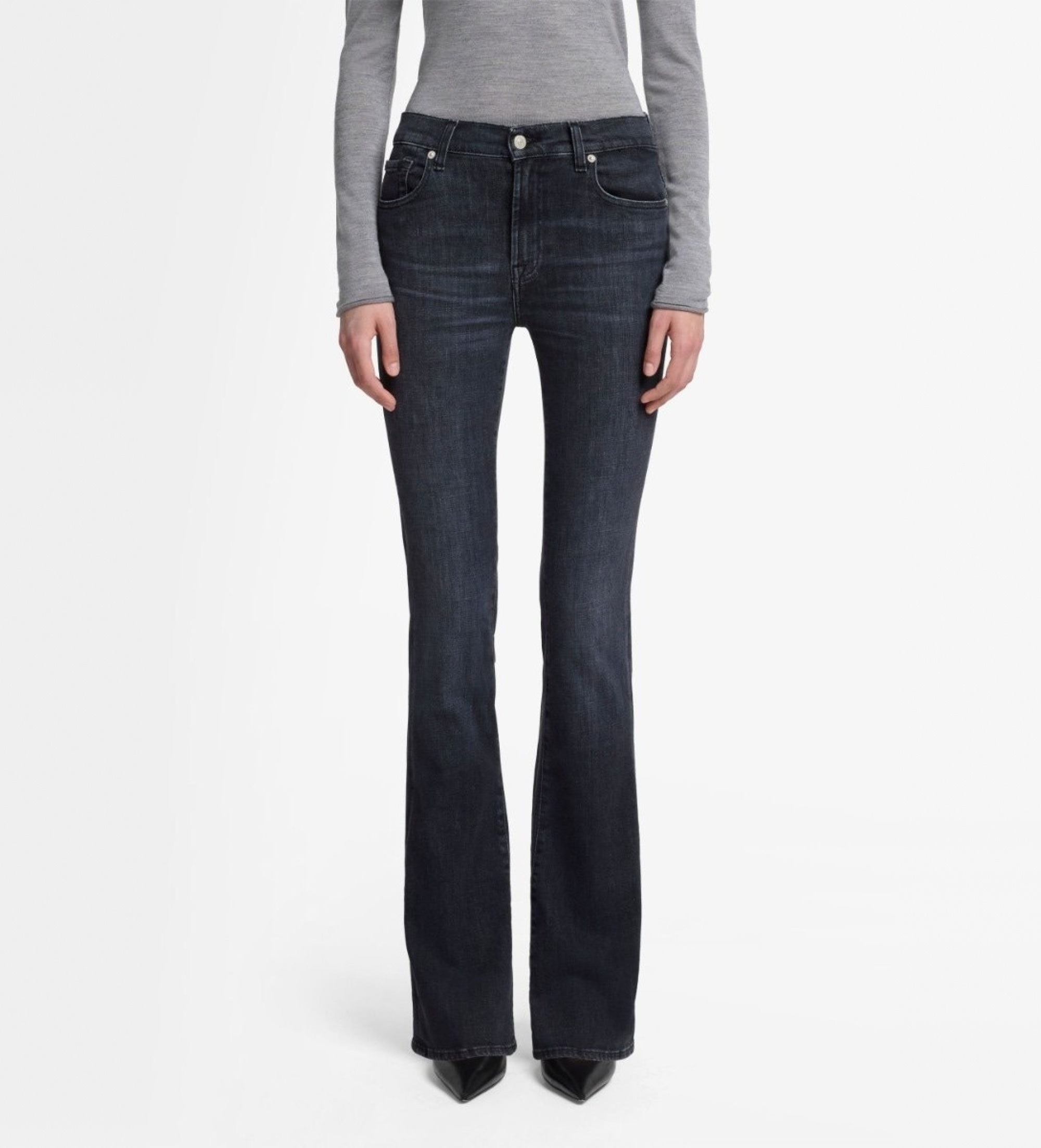 7 For All Mankind für Damen. 7U030C341NS Marineblaue Bootcut-Jeans (27), Lässig, Baumwolle, Denim