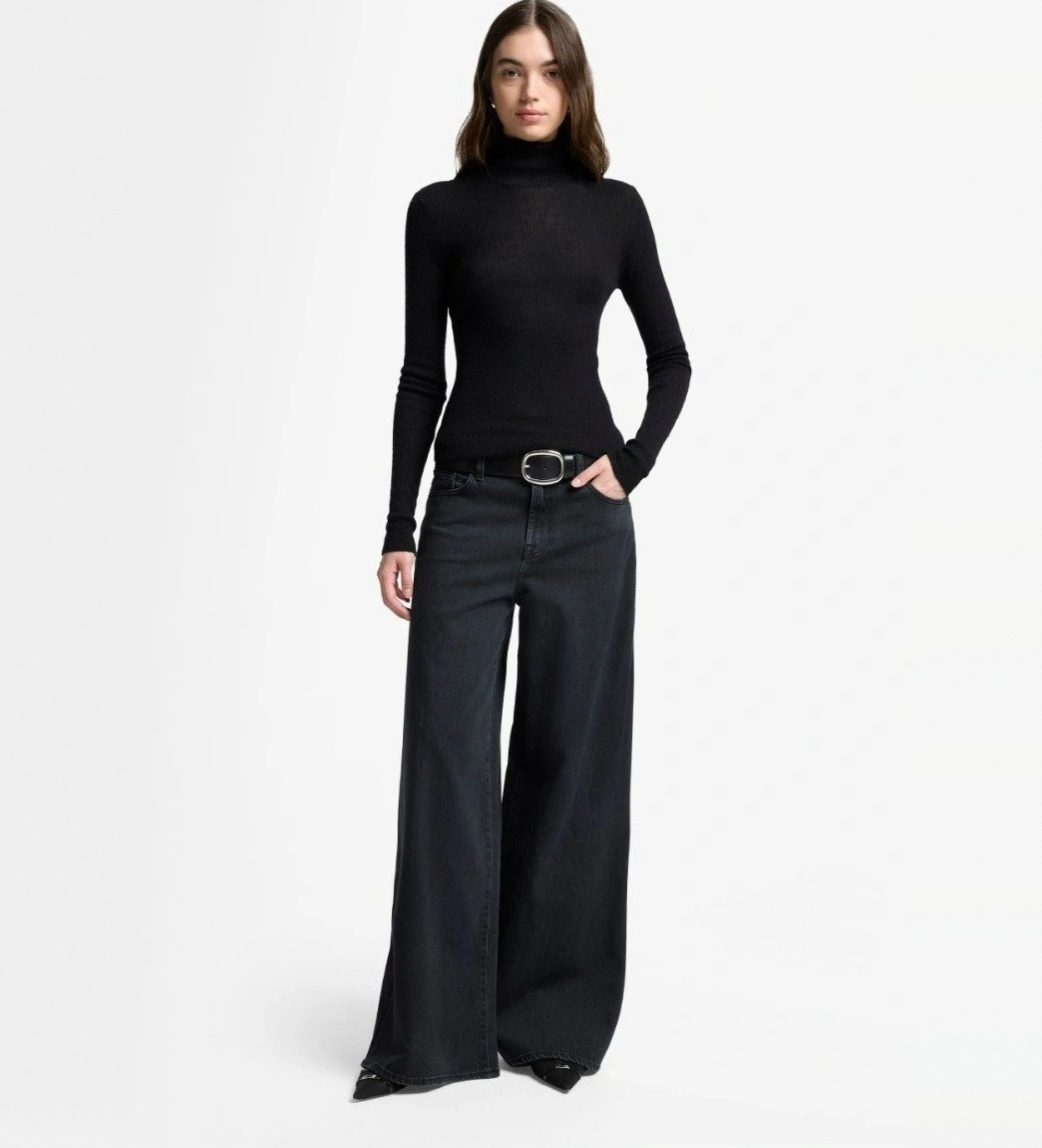 7 For All Mankind für Damen. 7UL60C311O3 Jeans MARIE WIDE LEG schwarz (24), Lässig, Baumwolle