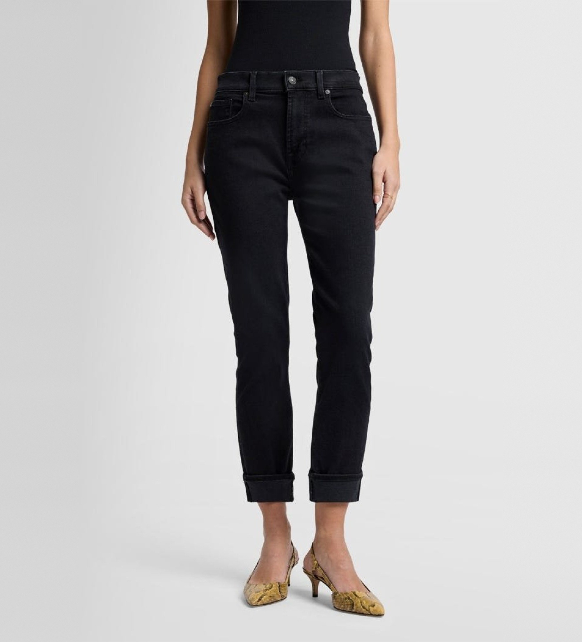 7 For All Mankind für Damen. JSDTC880SN Schmale Mid-Rise-Jeans schwarz (24), Lässig