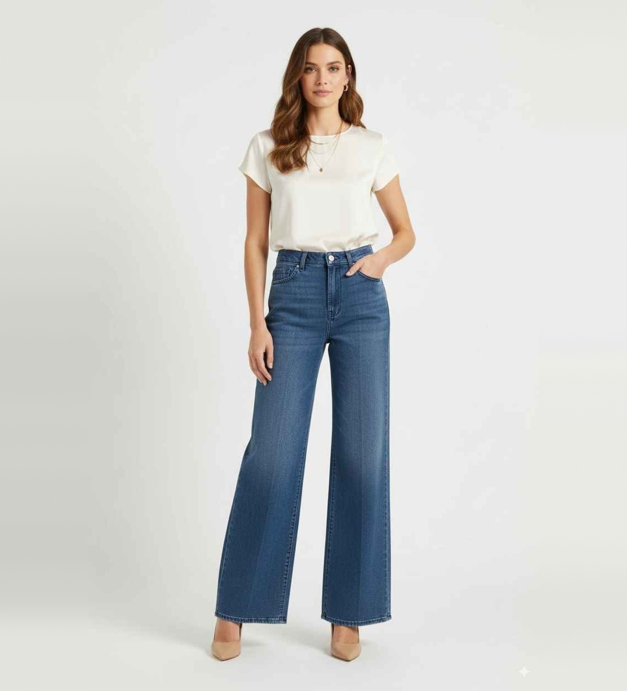 7 For All Mankind für Damen. 7UG20E381BB Jeans Stretch Denim Lotta Weites Bein blau (24), Lässig, Baumwolle