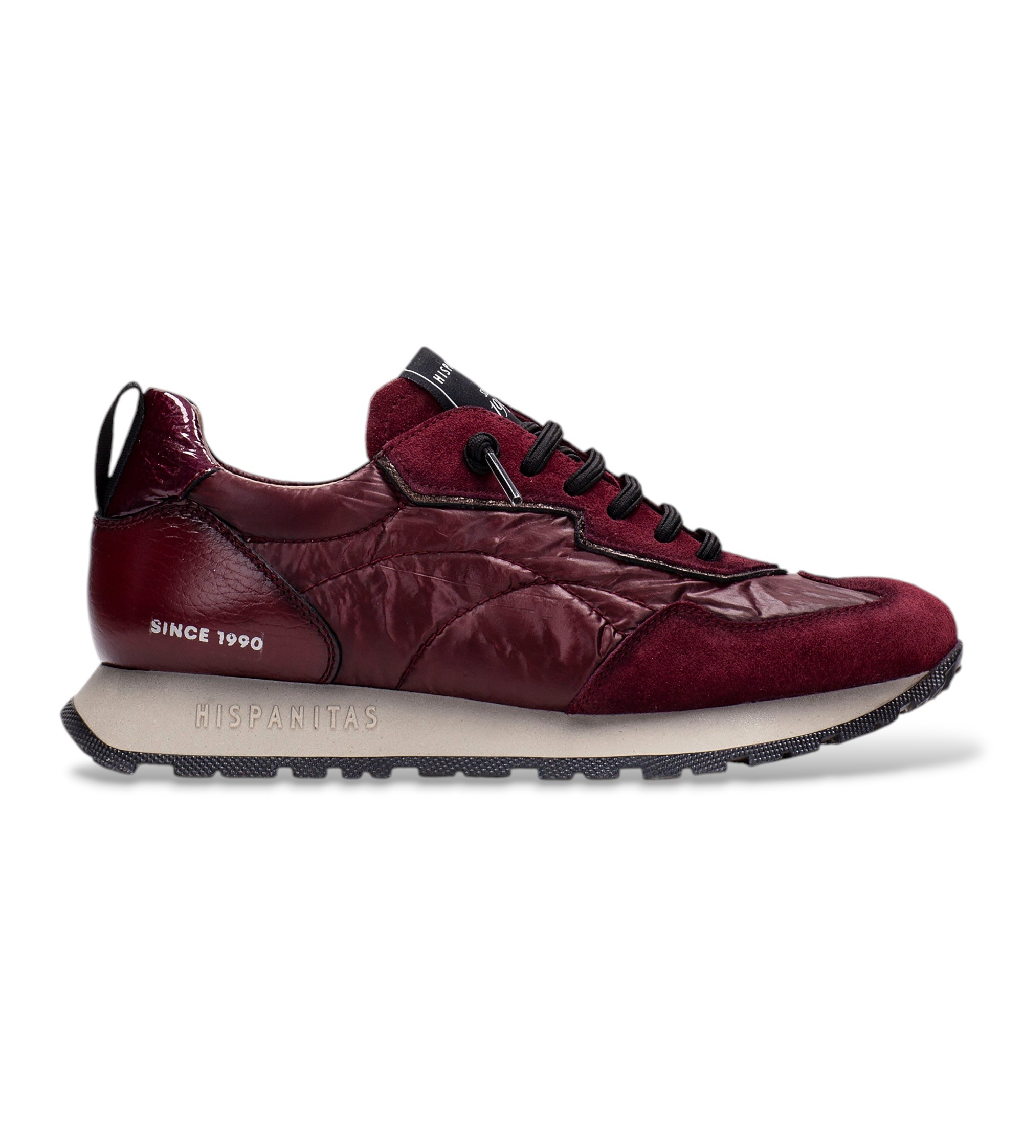 Hispanitas für Damen. HI254209 Leder-Sneaker Kansas burgunderrot (38), 1 bis 3 cm, Schnürsenkel, Lässig, Kastanienbraun