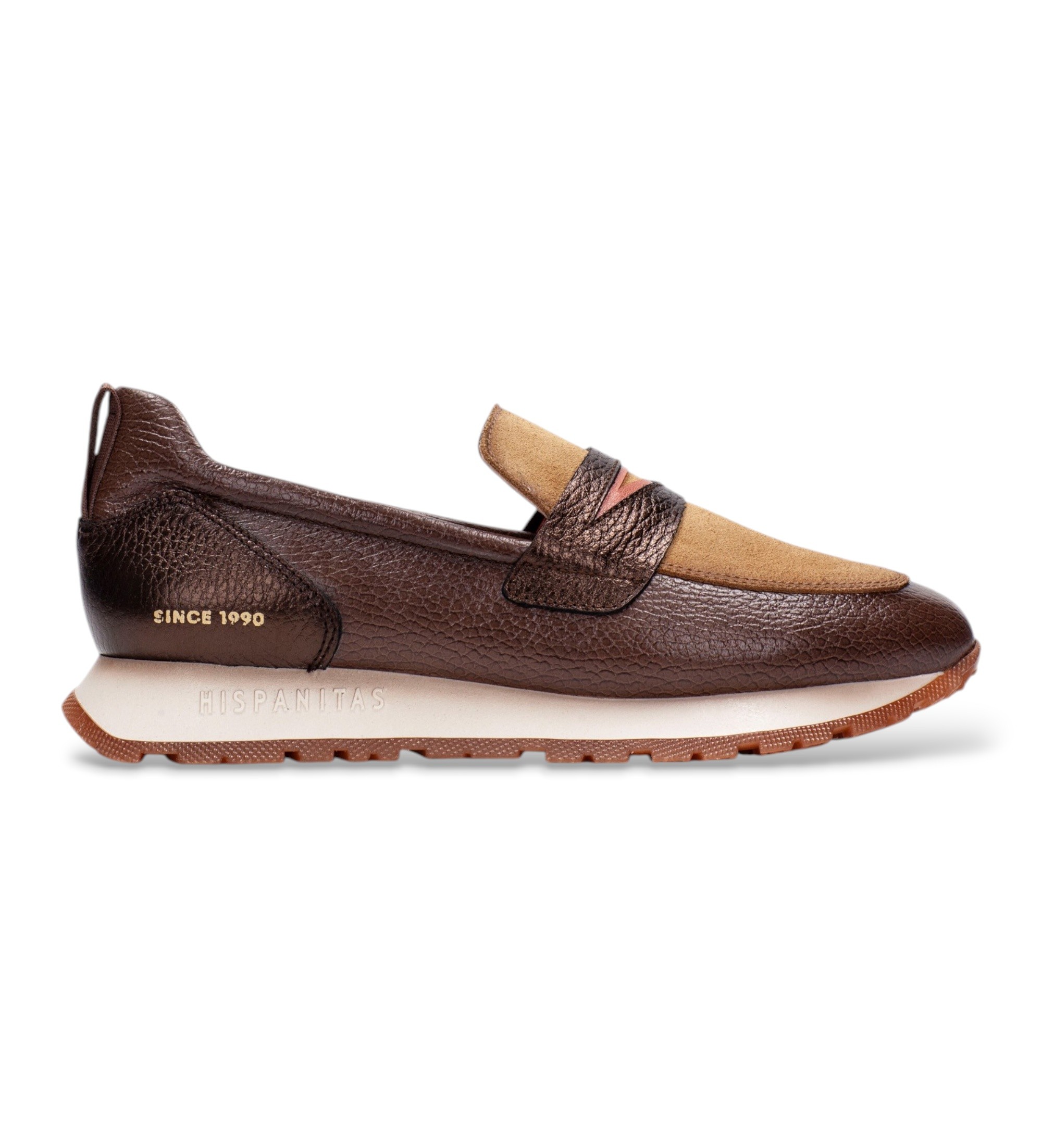 Hispanitas für Damen. HI254387 Leder-Mokassins Sport Kansas braun (41), 1 bis 3 cm, Keine, Lässig
