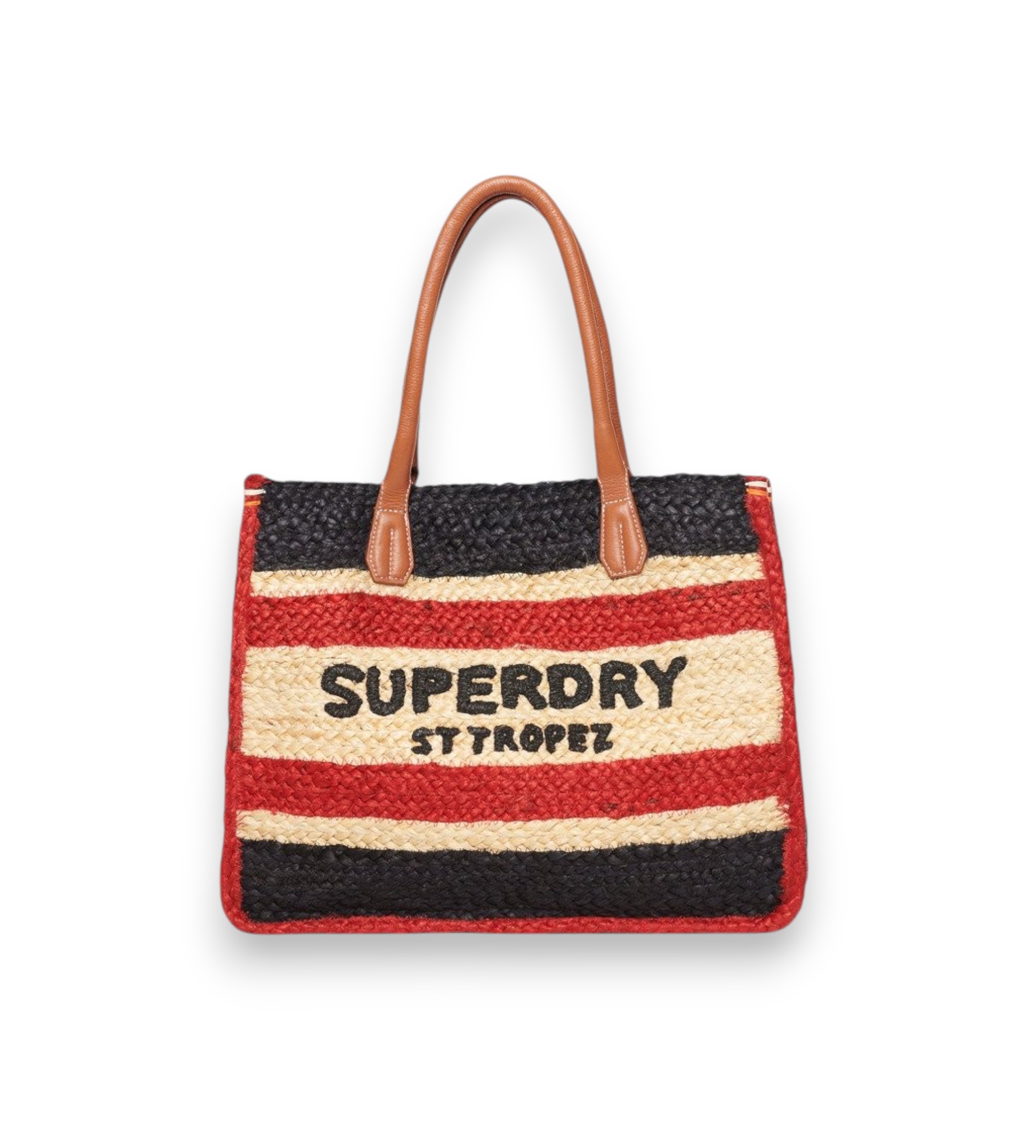 Superdry für Damen. W9110402A Luxe Beach Shopper-Tasche aus Leder in Beige, Marineblau (OSFA), Lässig, Jute