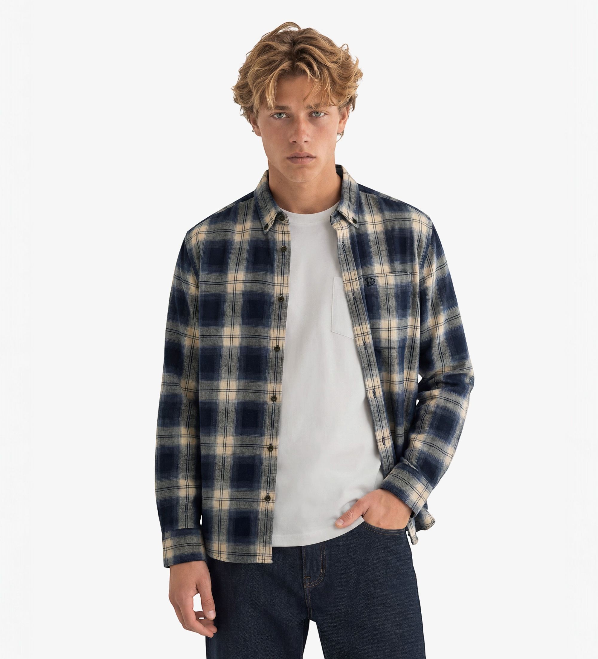 Superdry für Herren. M4011197A Marineblaues Lumberjack-Hemd (XXL), Lässig, Baumwolle, Langarm