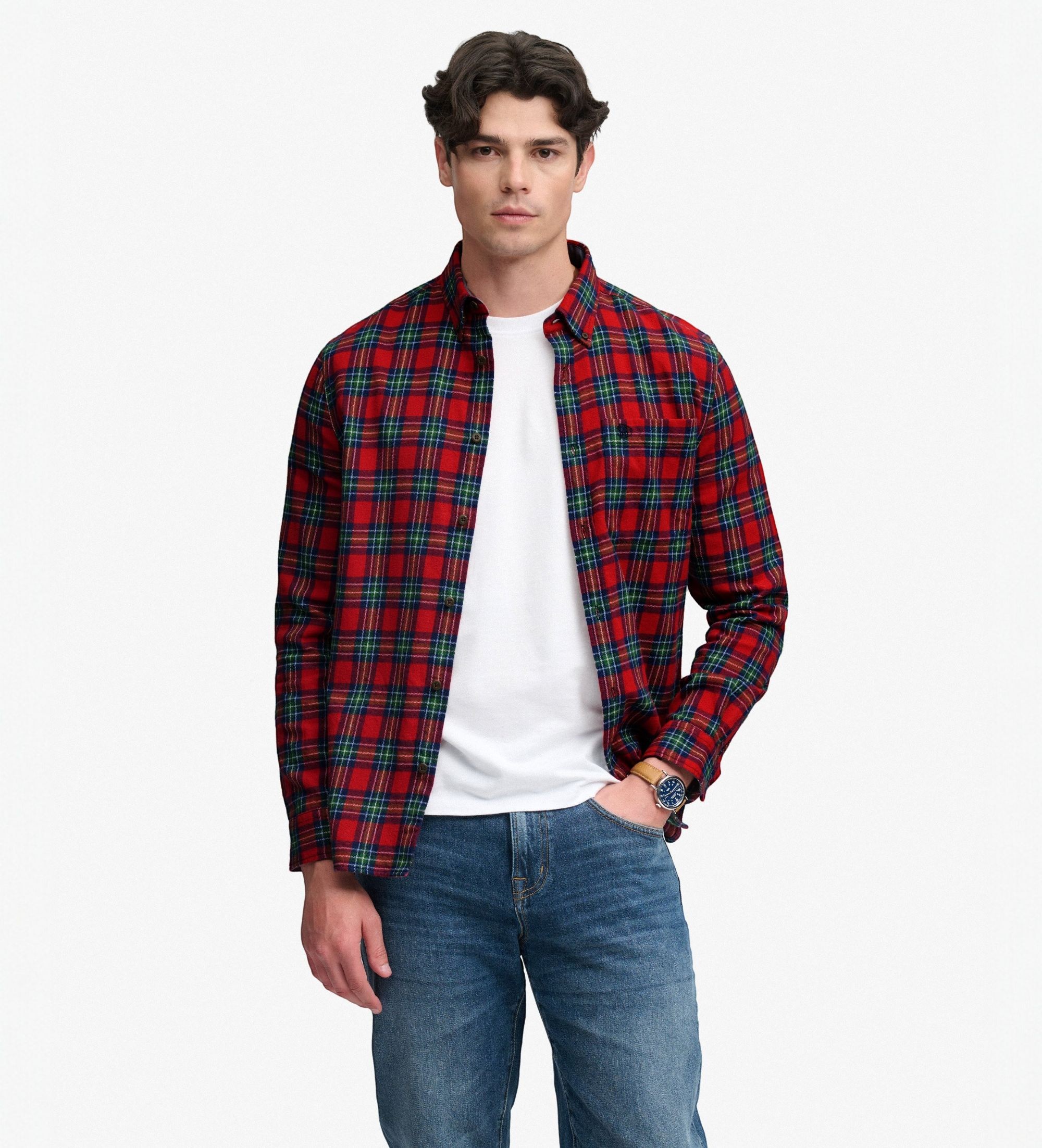 Superdry für Herren. M4011197A Lumberjack Hemd rot (XL), Lässig, Baumwolle, Langarm