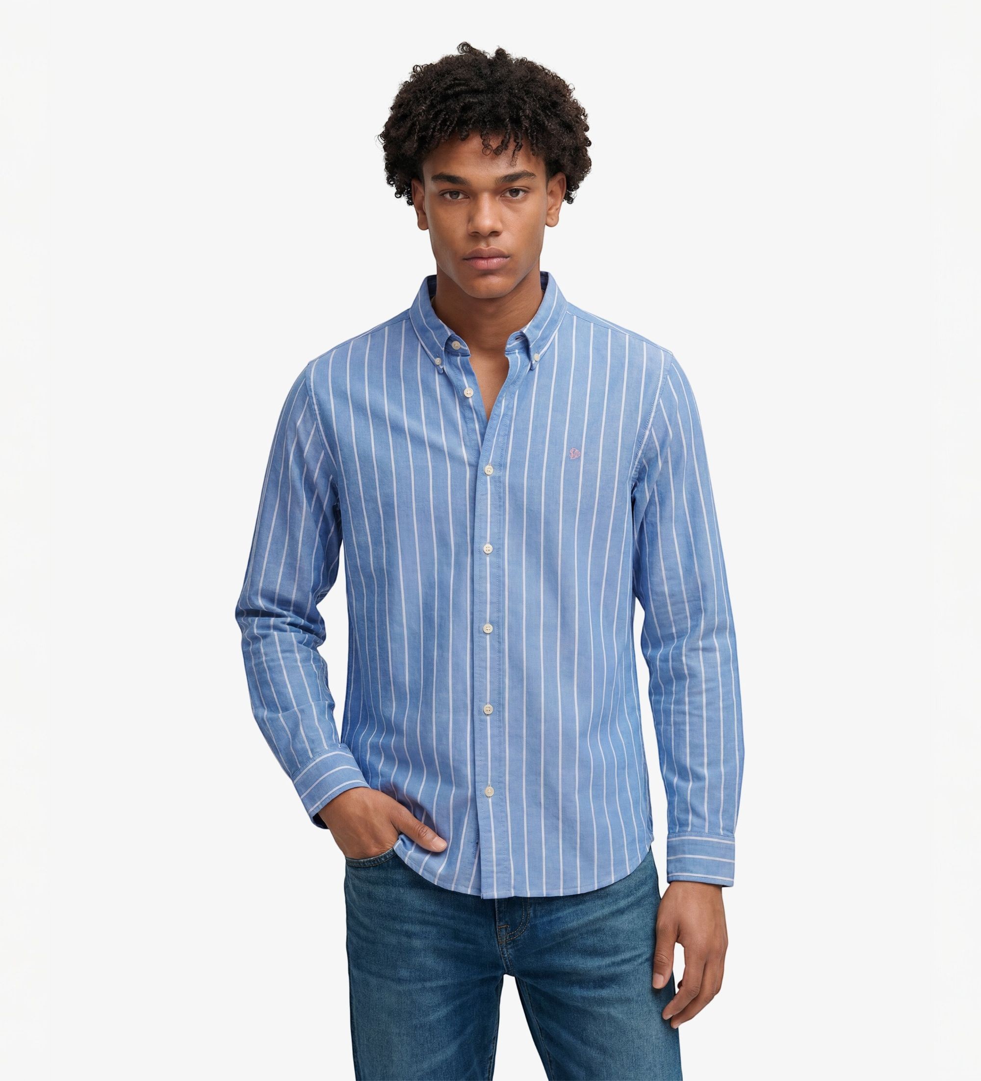 Superdry für Herren. M4011247A Preppy Oxford Hemd Chalkblau (S), Lässig, Baumwolle, Klassisch, Langarm