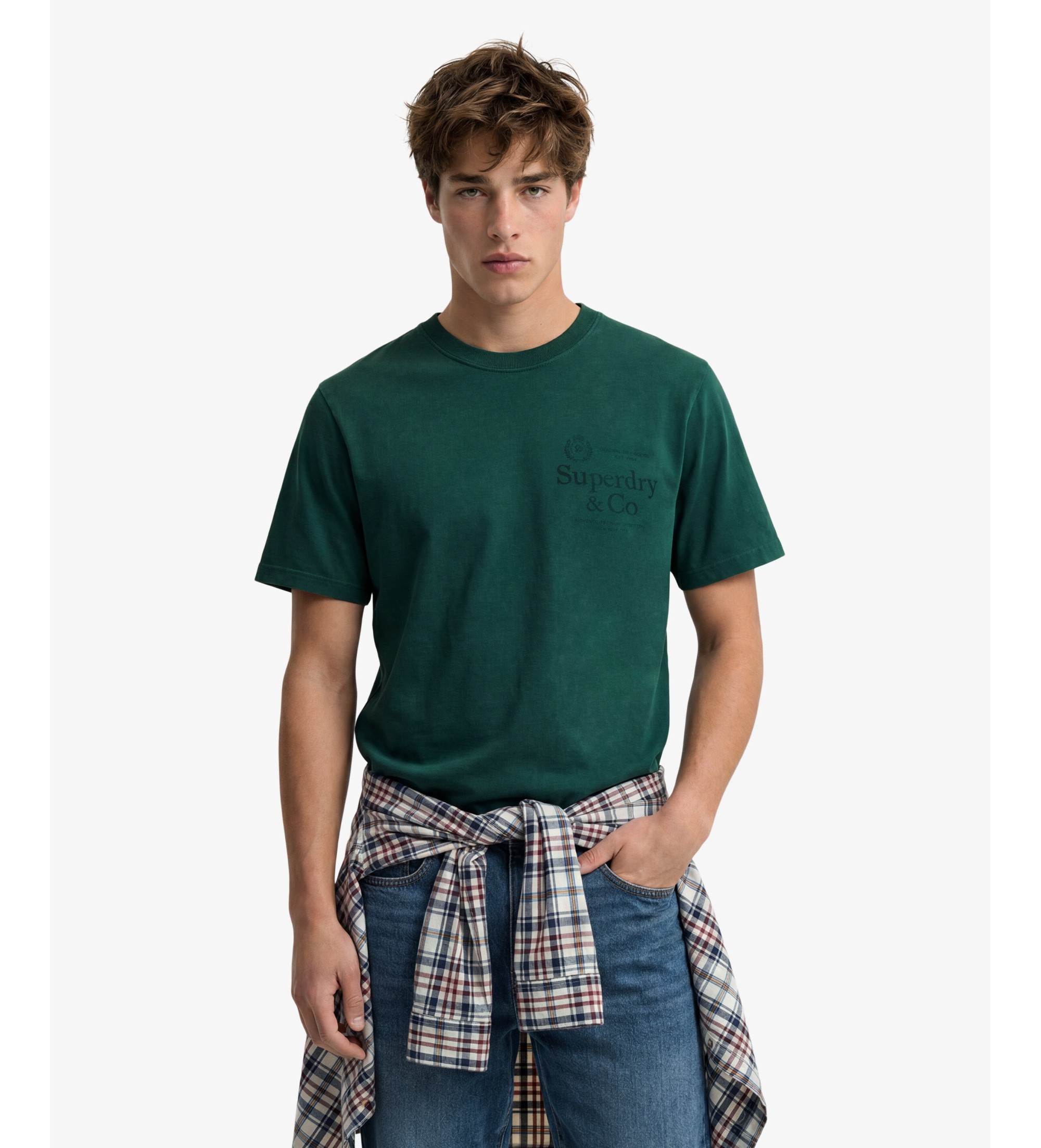 Superdry für Herren. M1012392A Camiseta 1954 Company Corte Relajado verde (XL), Lässig, Grün, Baumwolle, Kurzarm