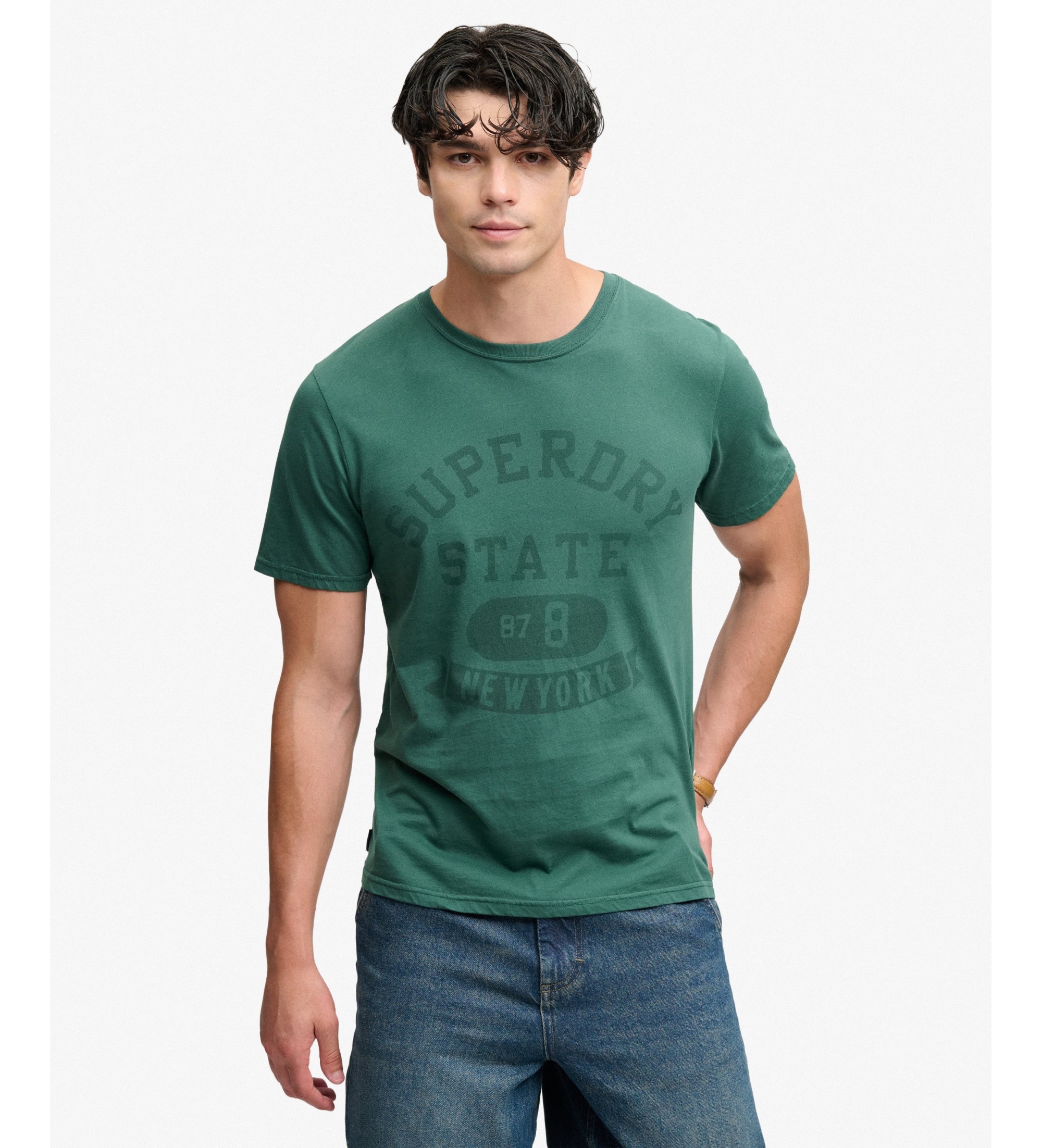 Superdry für Herren. M1012430A T-Shirt Athletic Tonal grün (L), Lässig, Baumwolle, Kurzarm