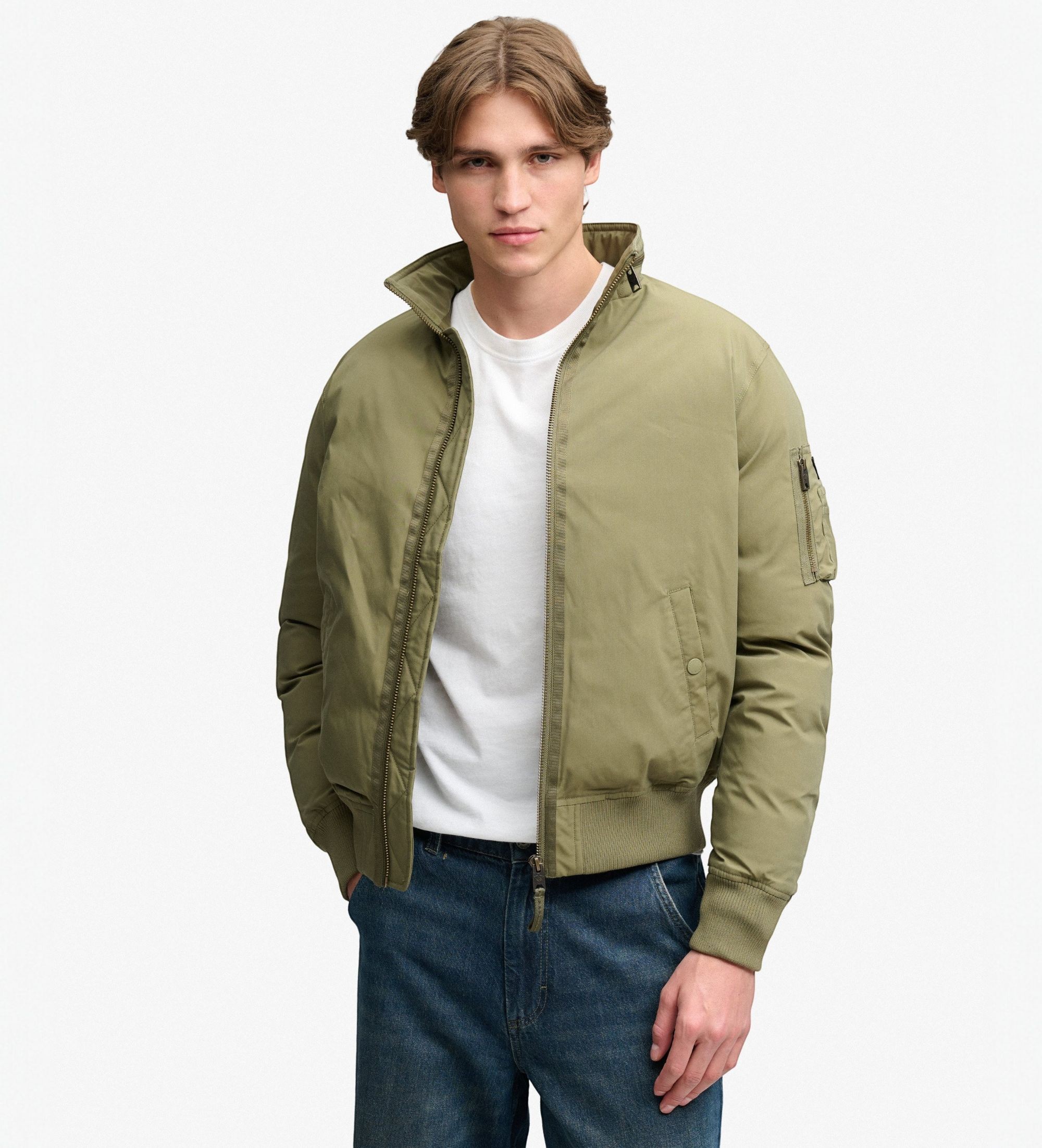 Superdryvoor mannen. M5012441A Groene MA1 bomberjack (S), Casual, Nylon