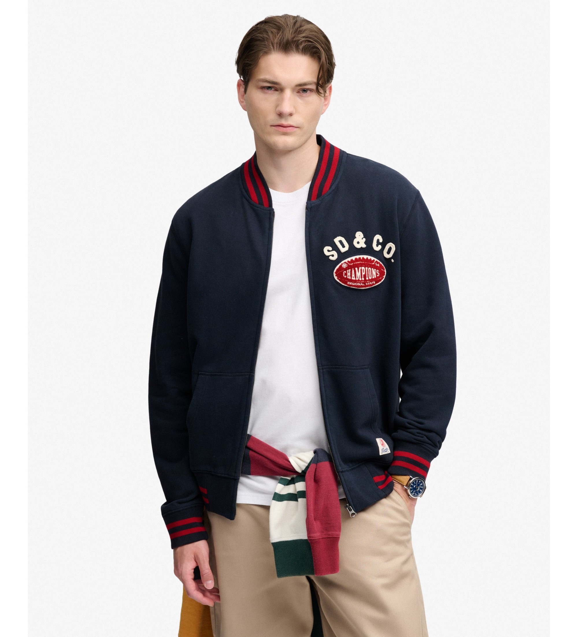 Superdry für Herren. M2014586A Bomberjacke Vintage Athletic marineblau (S), Lässig, Baumwolle