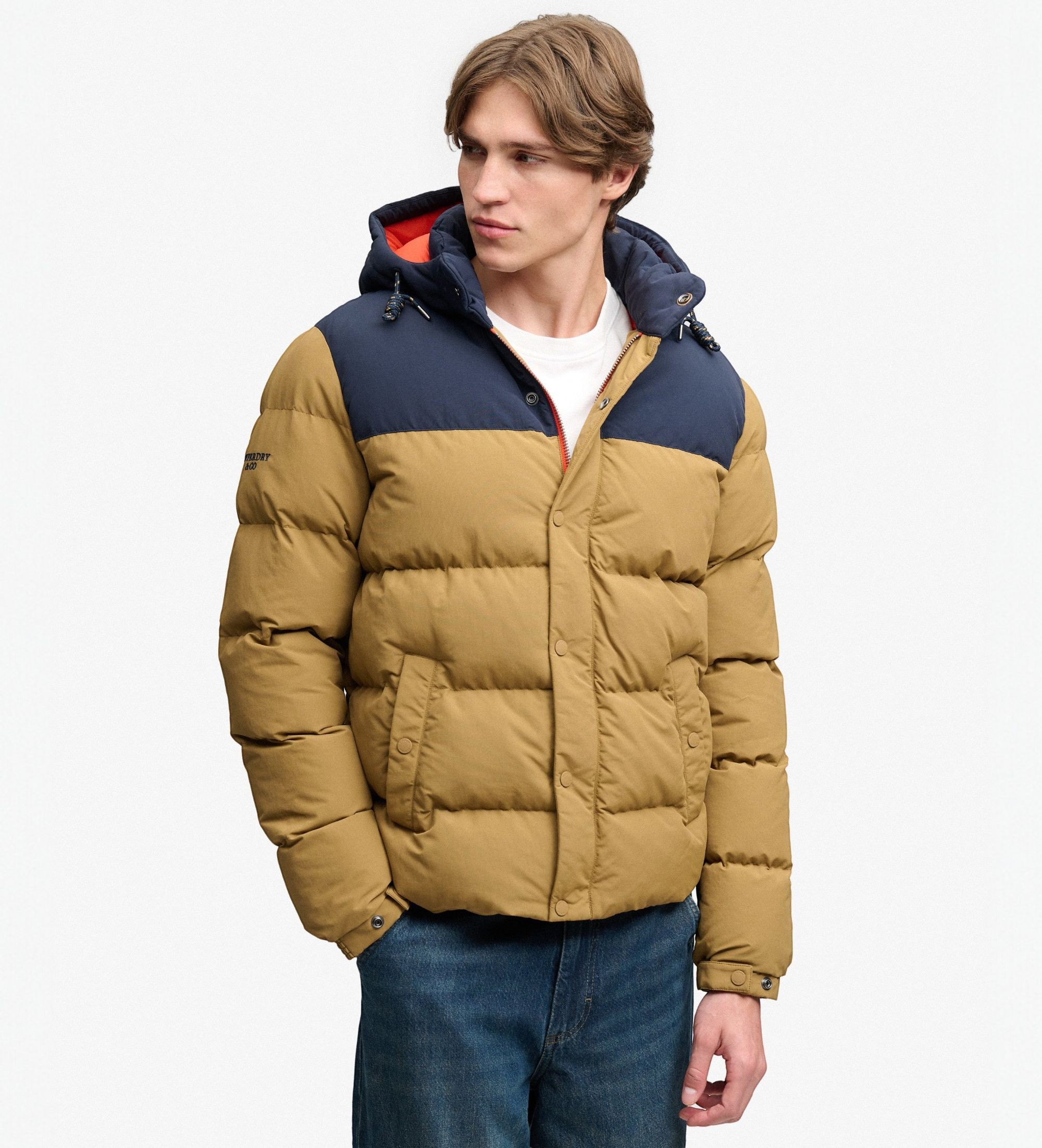 Superdry für Herren. M5012424A Gesteppte Jacke Everest Col Block braun (XXL), Lässig, Polyester