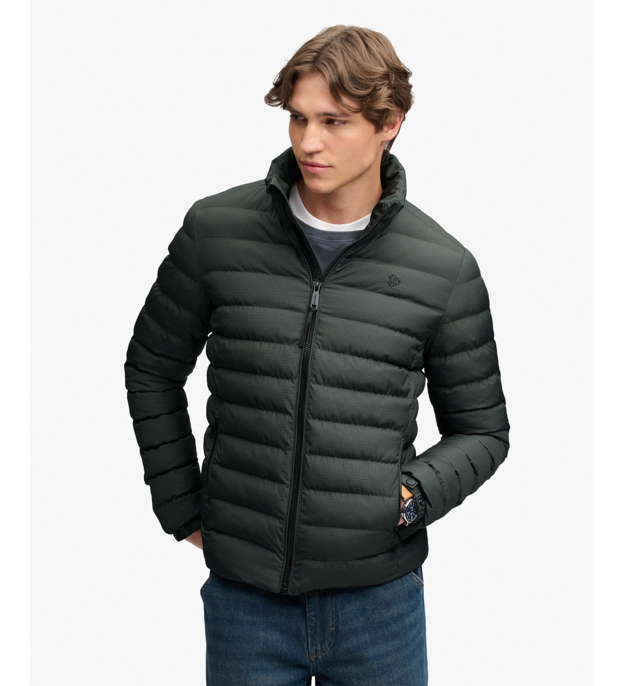 Superdry für Herren. M5012527A Gesteppte Jacke Fuji Estate Padded marineblau (M), Lässig, Grün, Recyceltes Polyester