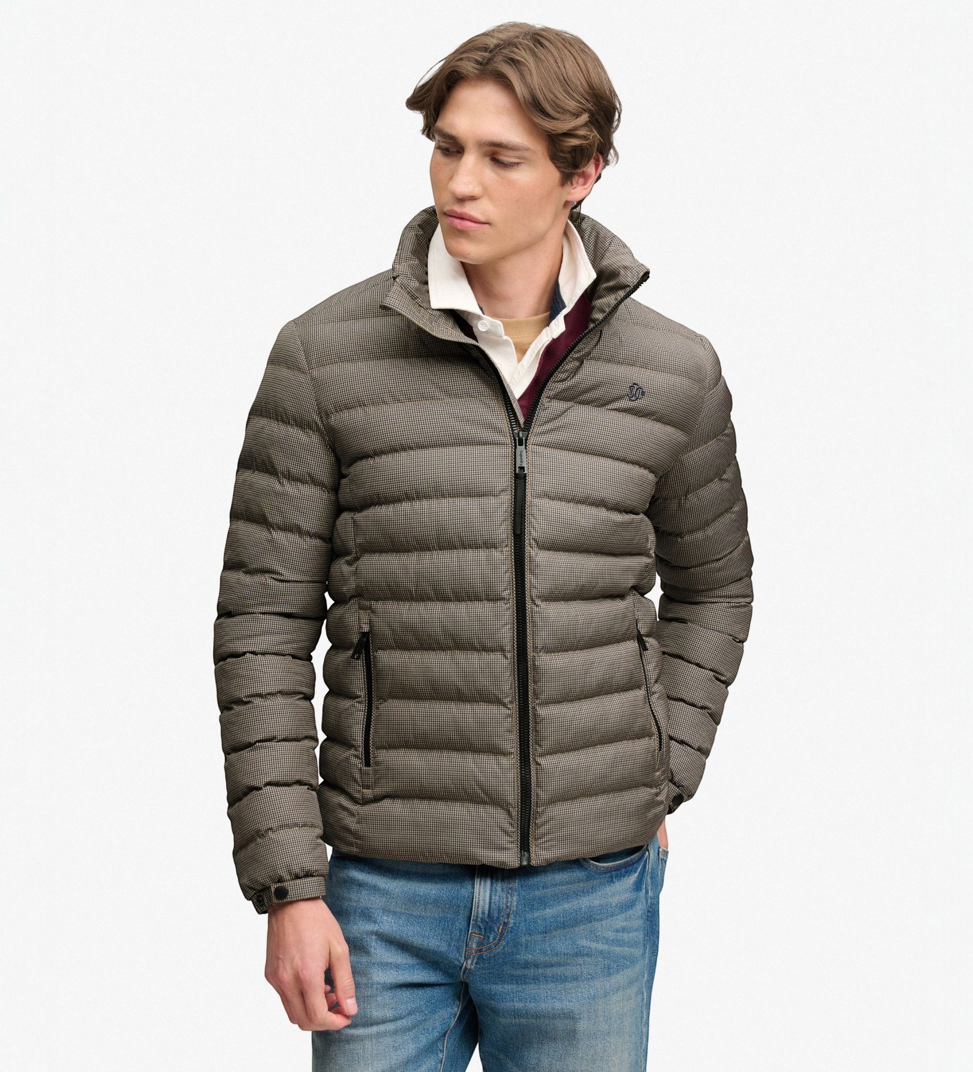 Superdry für Herren. M5012527A Braune gepolsterte Jacke Fuji Estate Padded (S), Lässig, Recyceltes Polyester