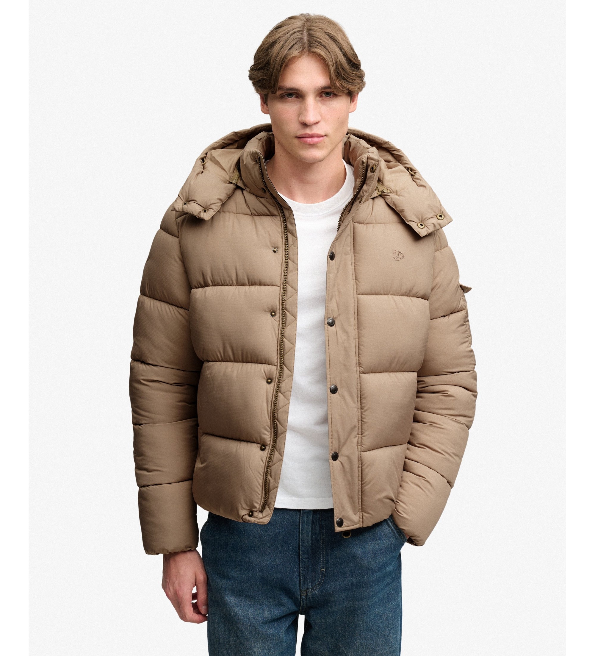 Superdry für Herren. M5012529A Gesteppte Jacke Premium Ripstop beige (XL), Lässig, Rippenstopp