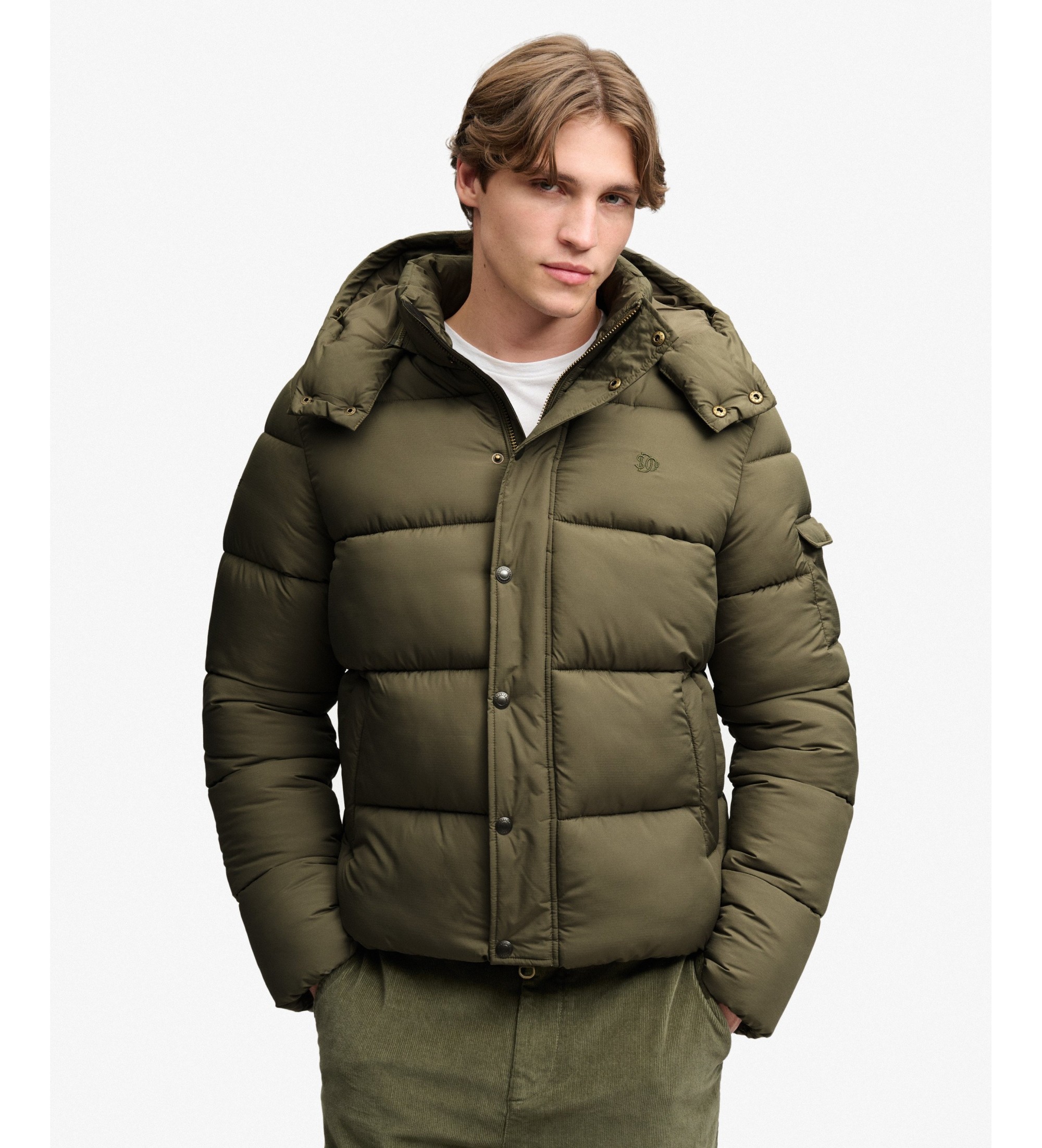 Superdryvoor mannen. M5012529A Groene Premium Ripstop gewatteerde jas (M), Casual, Ribstop