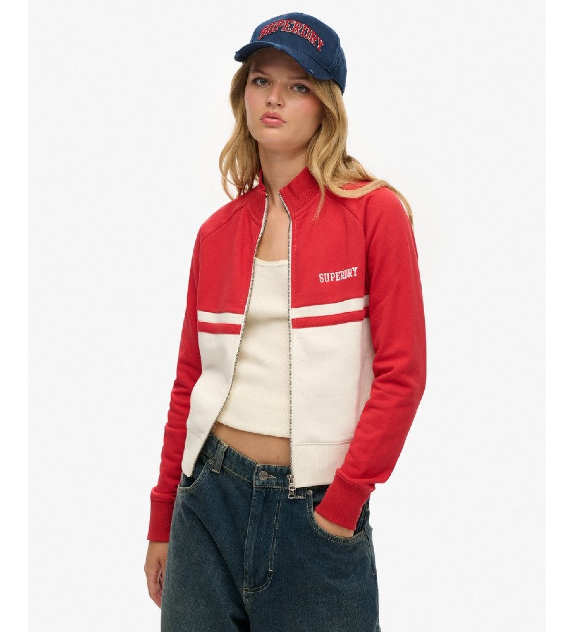 Superdry für Damen. W2012421B Rote Essential-Trainingsjacke (S), Lässig, Polyester