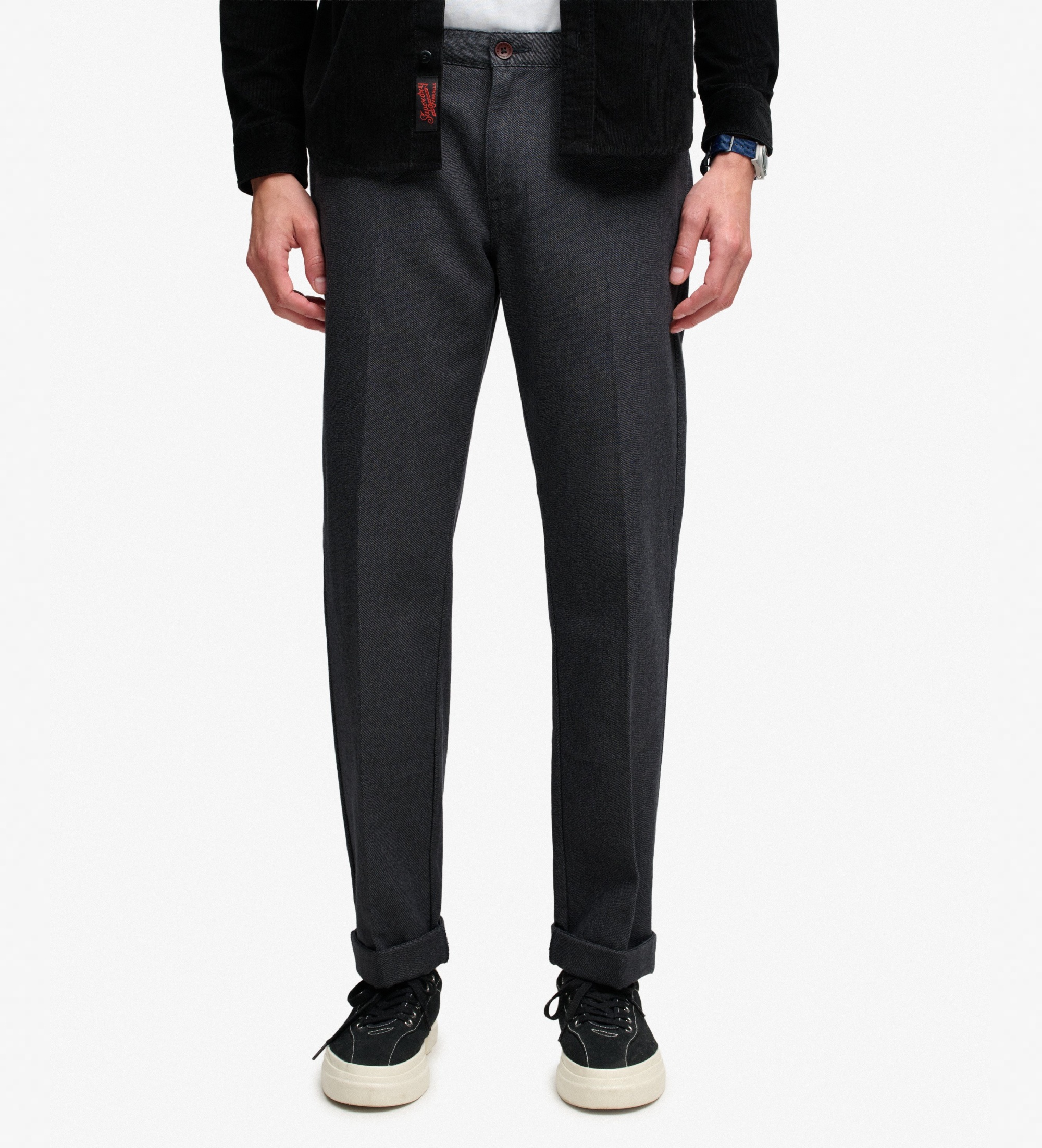 Superdry für Herren. M7011485A Chinos Premium Textured Regular graumeliert (30/32), Lässig, Baumwolle