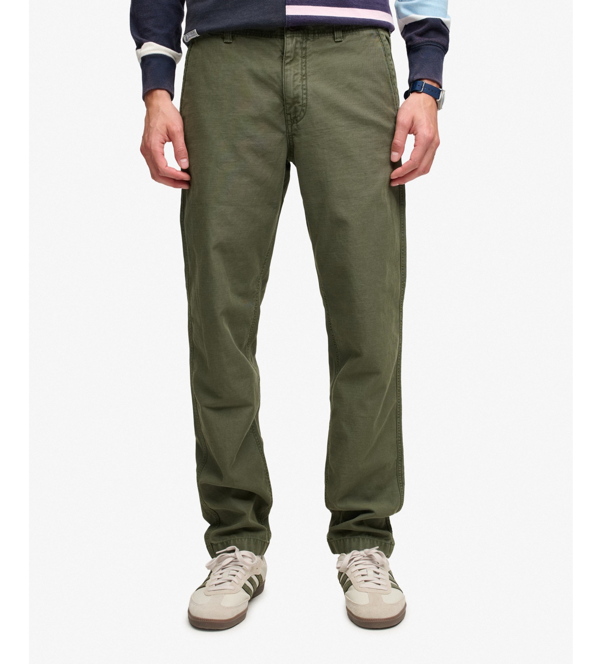 Superdry für Herren. M7011487A Chino-Hose Tapered Washed grün (36/32), Lässig, Baumwolle