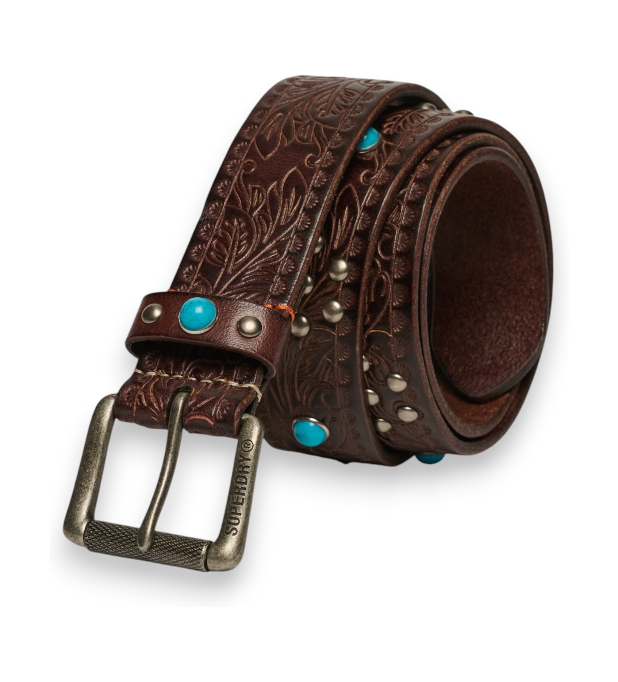 Superdryvoor mannen. Y9210124A Statement riem van bruin leer (L), Casual, Klassiek