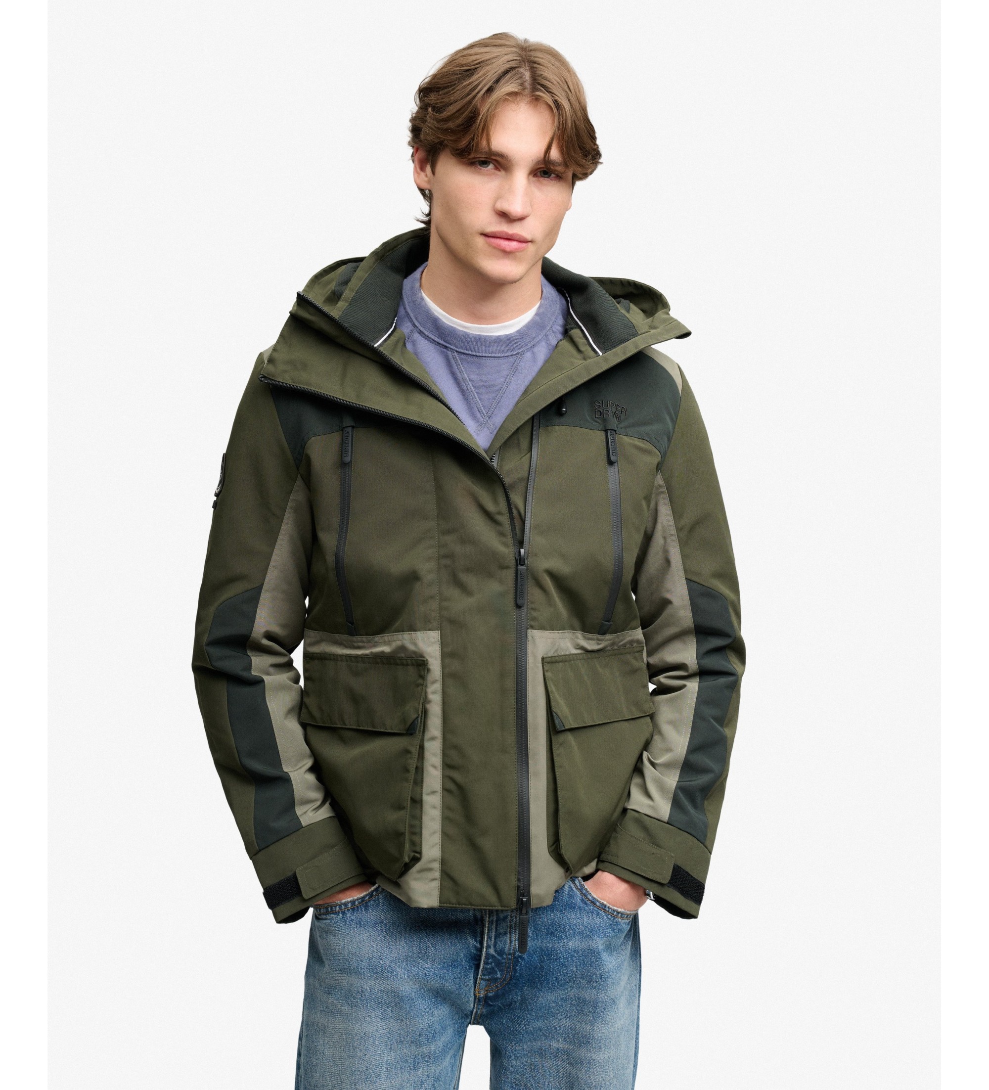 Superdry für Herren. M5012445A Windbreaker Color Block Ultimate grün (S), Lässig, Polyester, Draußen