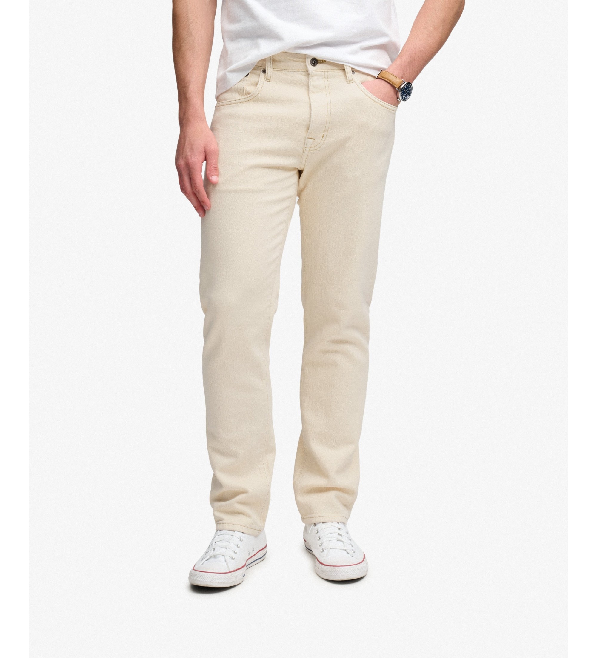 Superdry für Herren. M7010887A Vintage Slim Straight beige Jeans (34/32), Lässig, Baumwolle